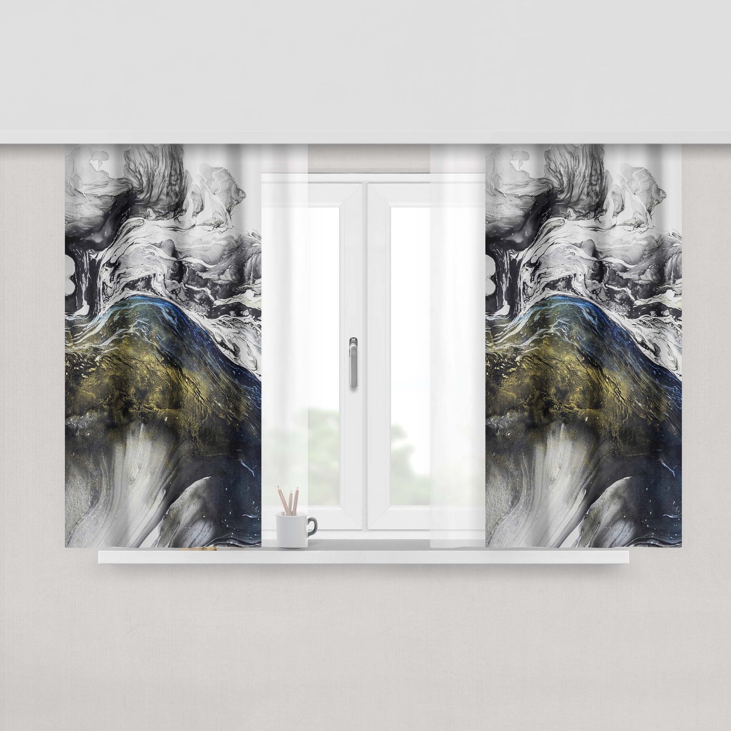 Abstract Unicorn Fabric Window Curtains