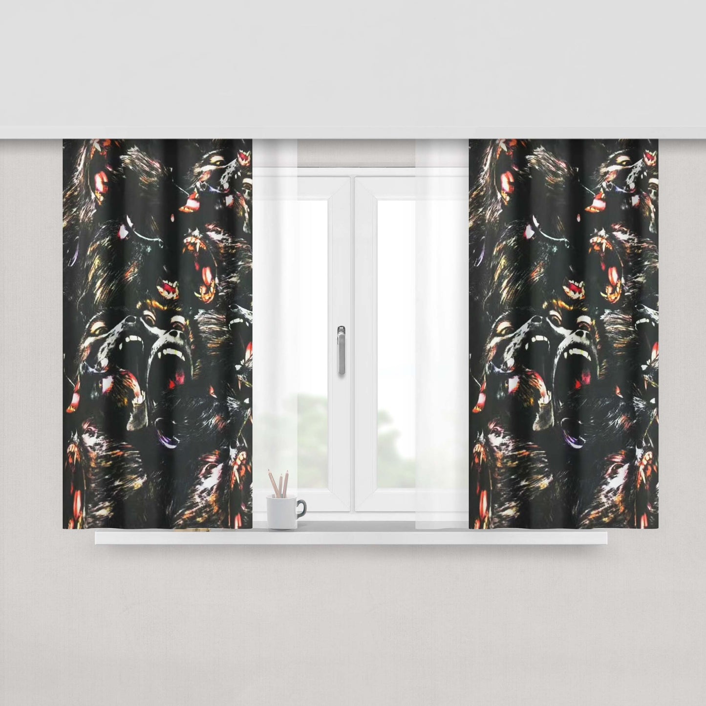 Abstract Water Paint Fabric Window Curtains