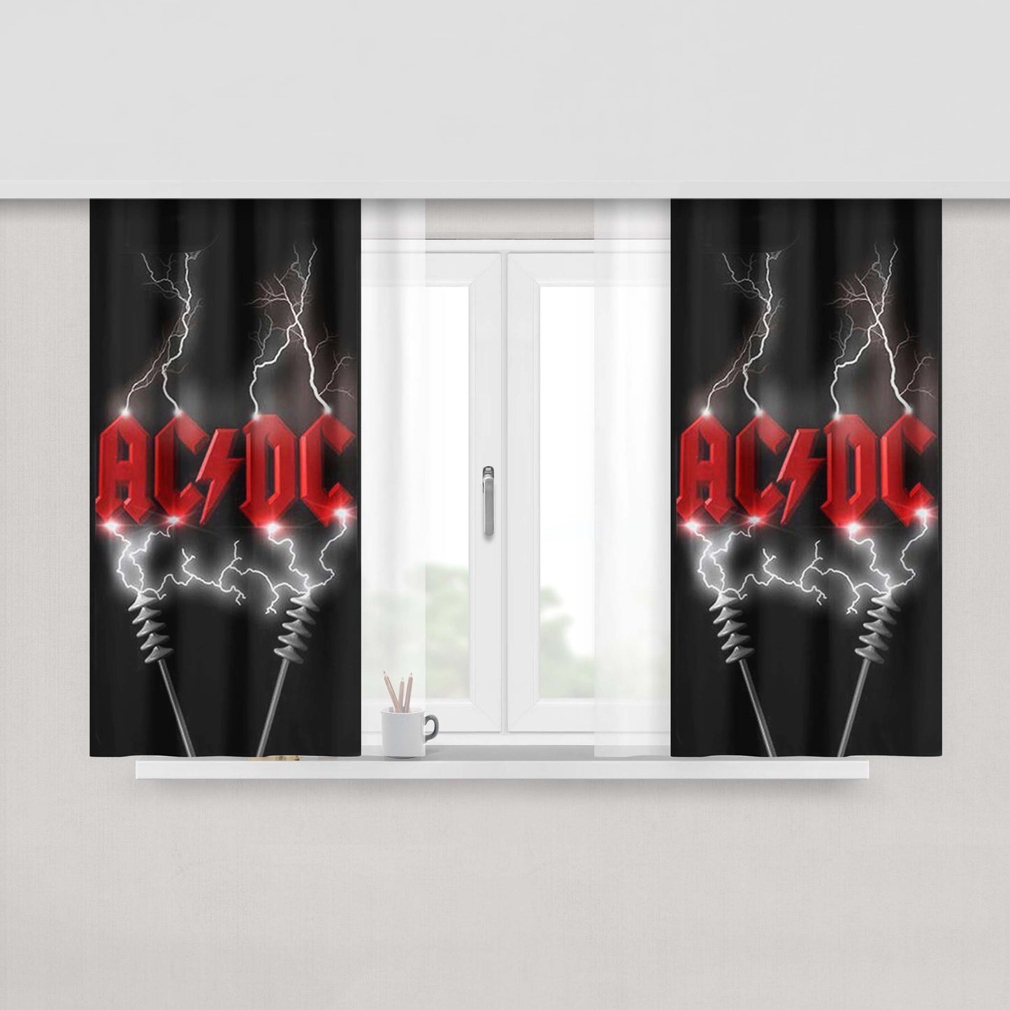 Ac Dc1973 Fabric Window Curtains
