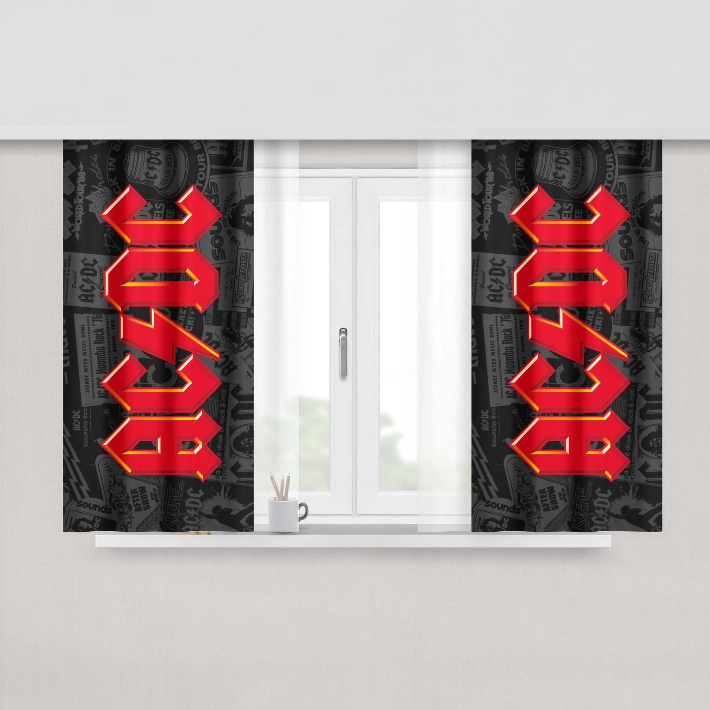 Ac Dc Black Ice Fabric Window Curtains