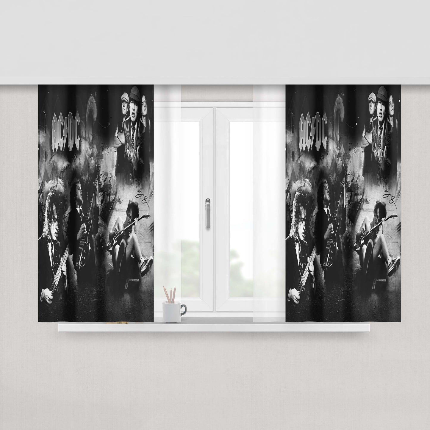 Acdc Rock N Roll Train Fabric Window Curtains