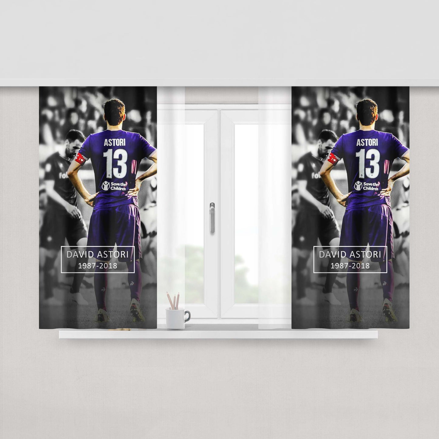 Acf Fiorentina Davide Astori Artwork Fabric Window Curtains