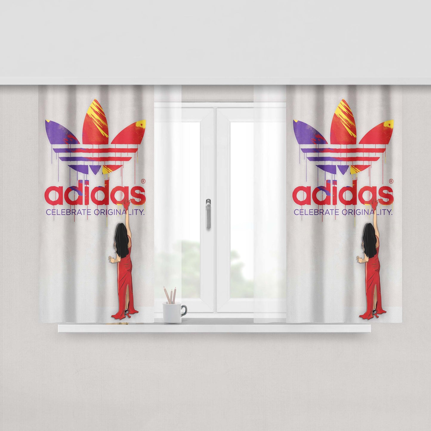 Adidas Logo Fabric Window Curtains