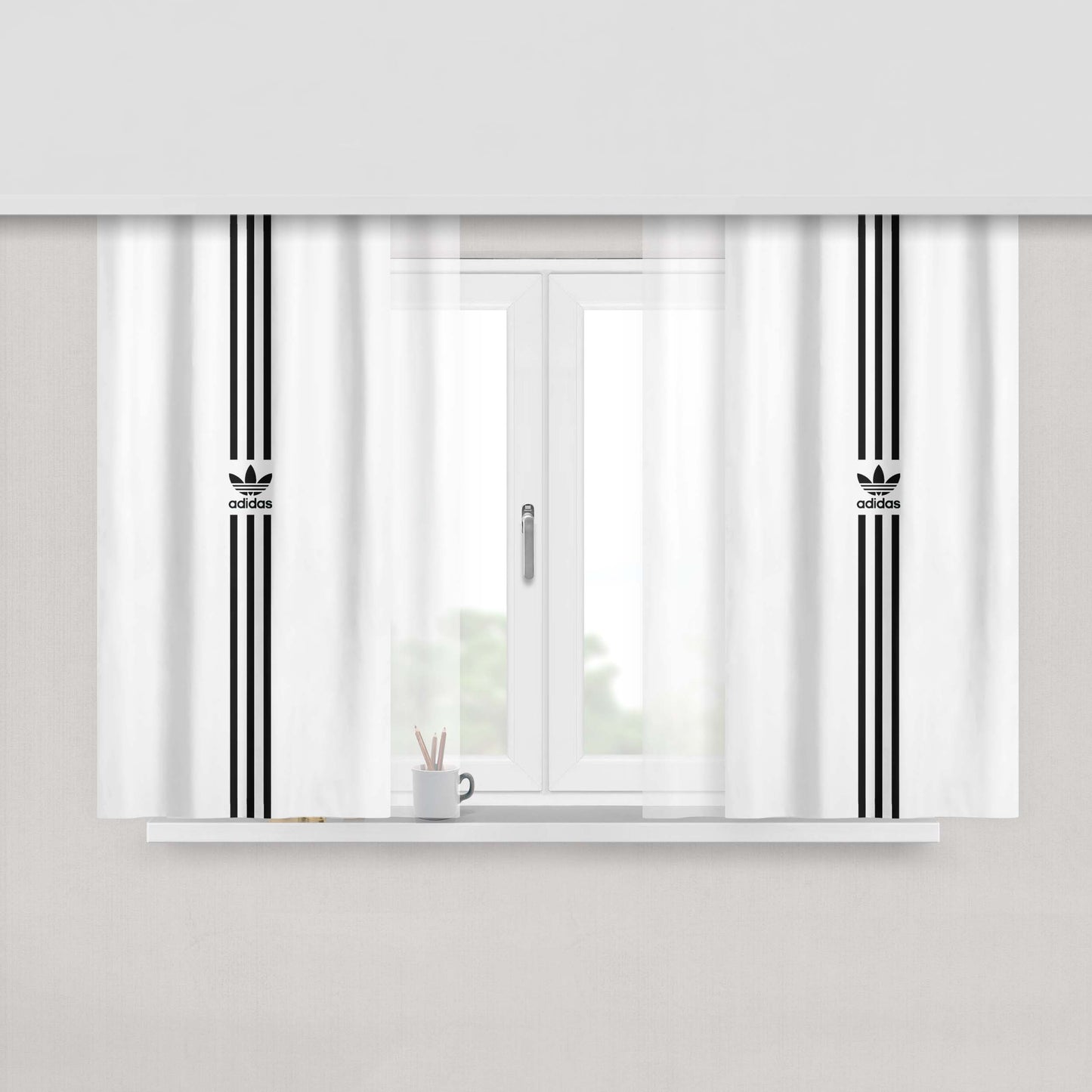 Adidas Mobile Wallpaper Black Fabric Window Curtains