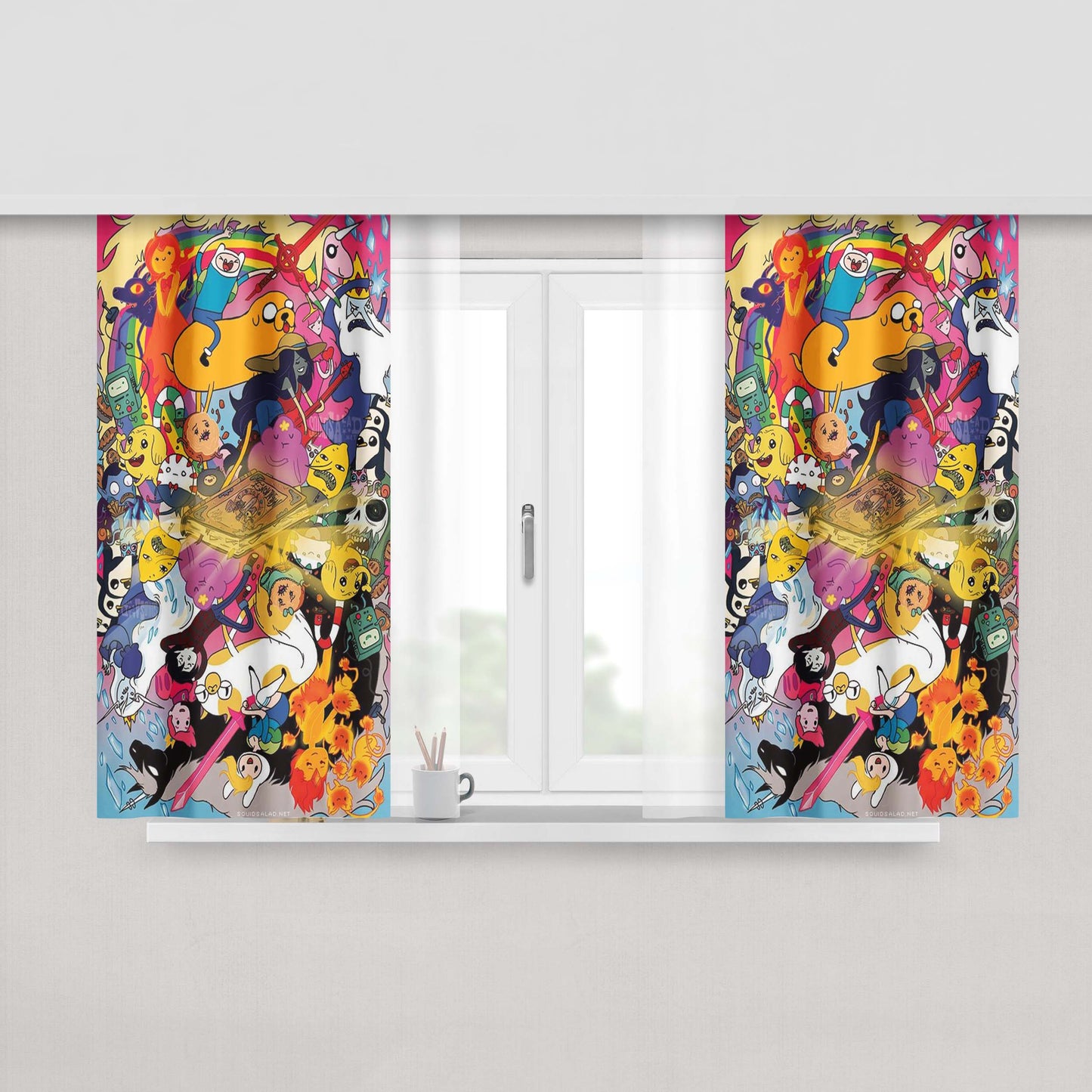 Adventure Time All Character Doodle Fabric Window Curtains