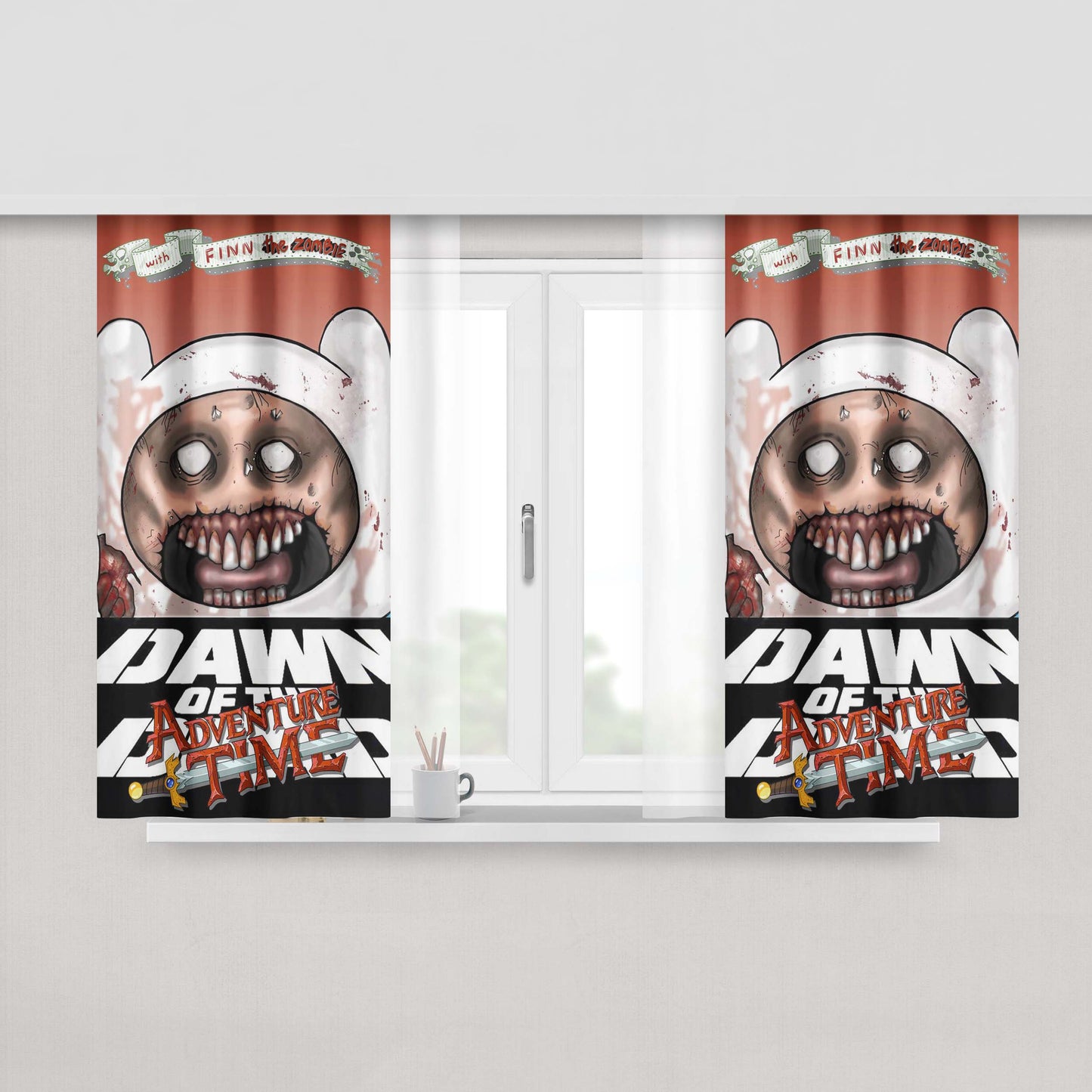 Adventure Time Characters Sticker Bombing Fabric Window Curtains