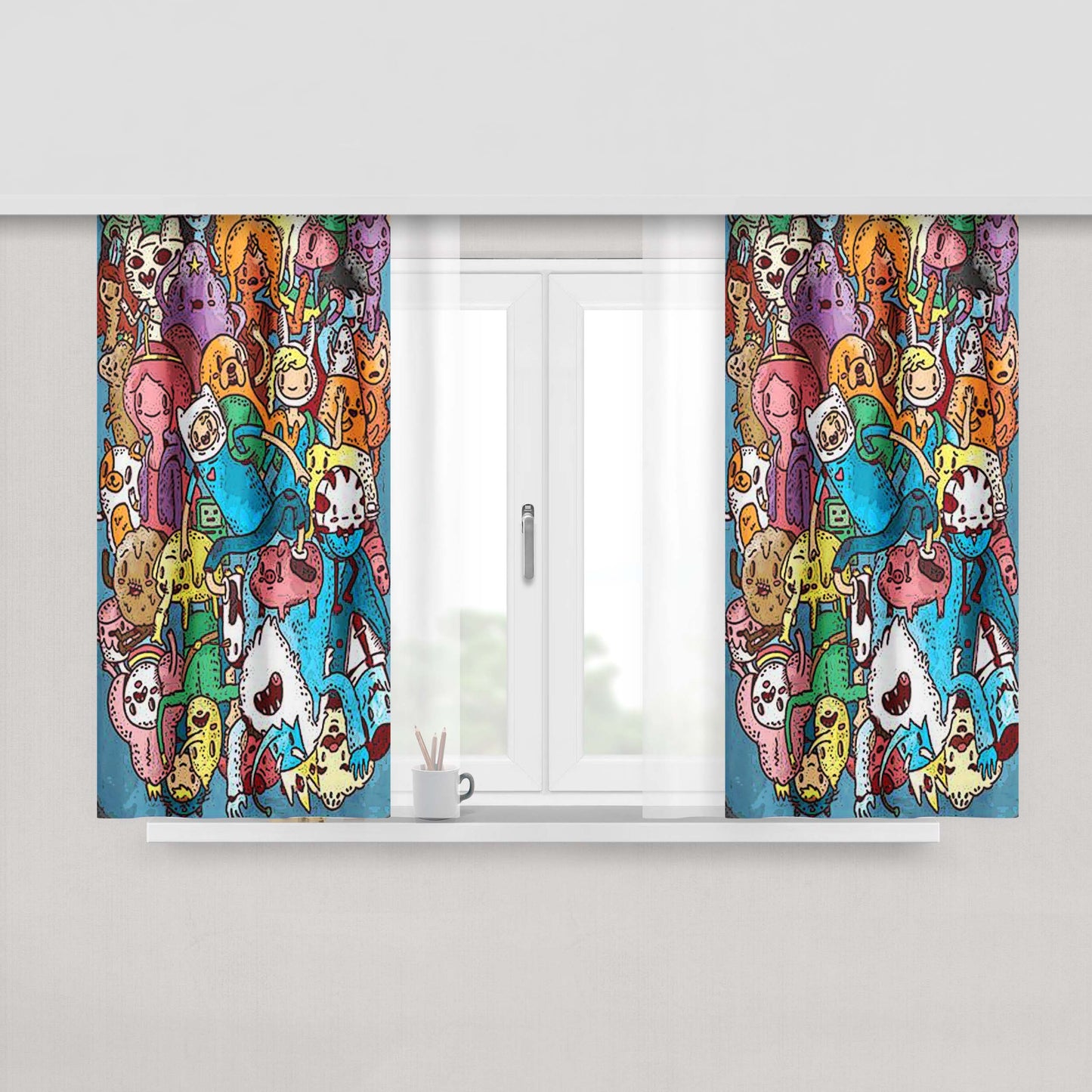 Adventure Time Wow 4 Fabric Window Curtains