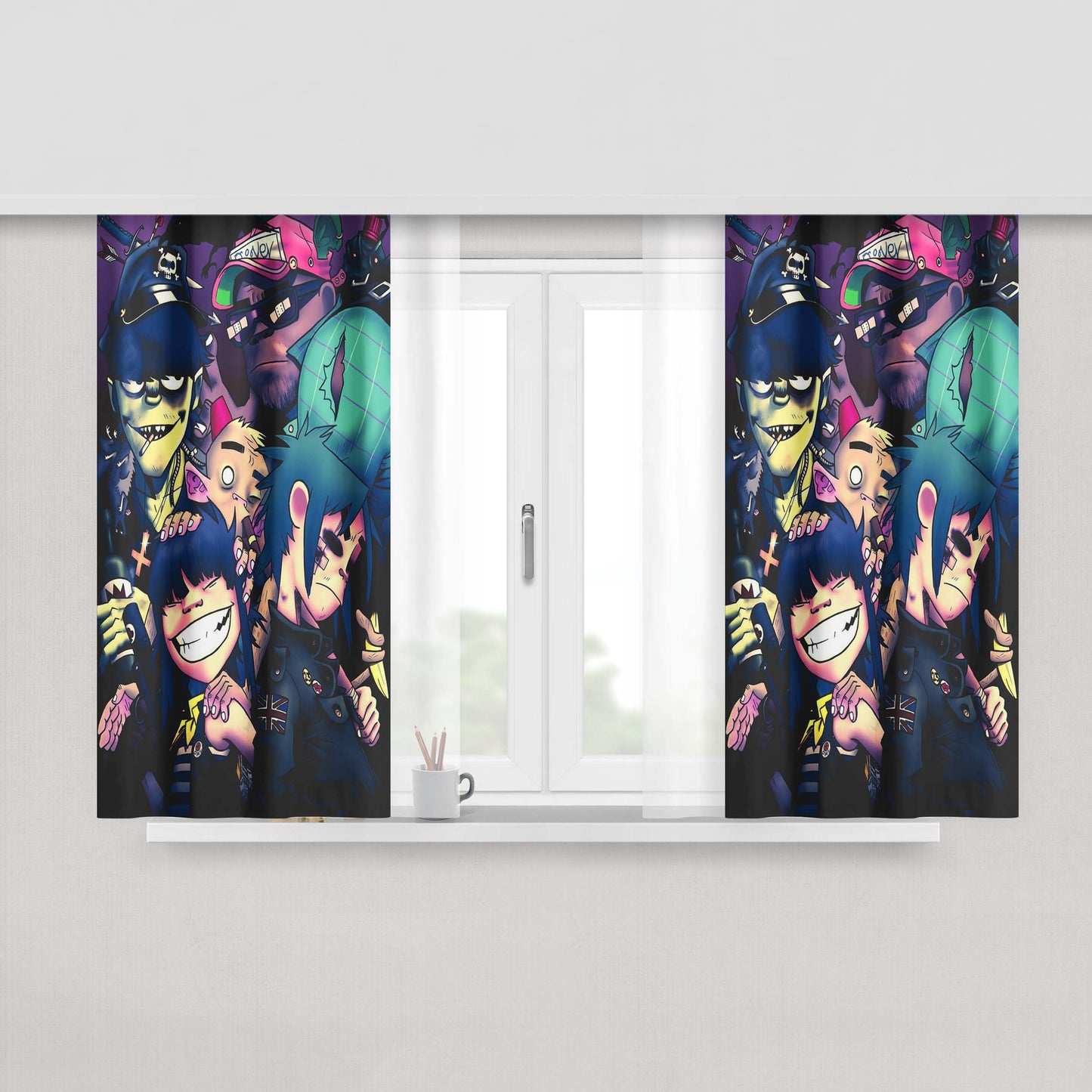 Aesthetic Dragon Ball Goku Galaxy Silhouette Fabric Window Curtains