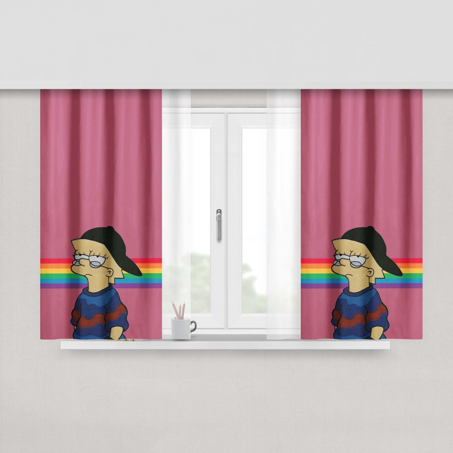 Aesthetic Vaporwave Fabric Window Curtains