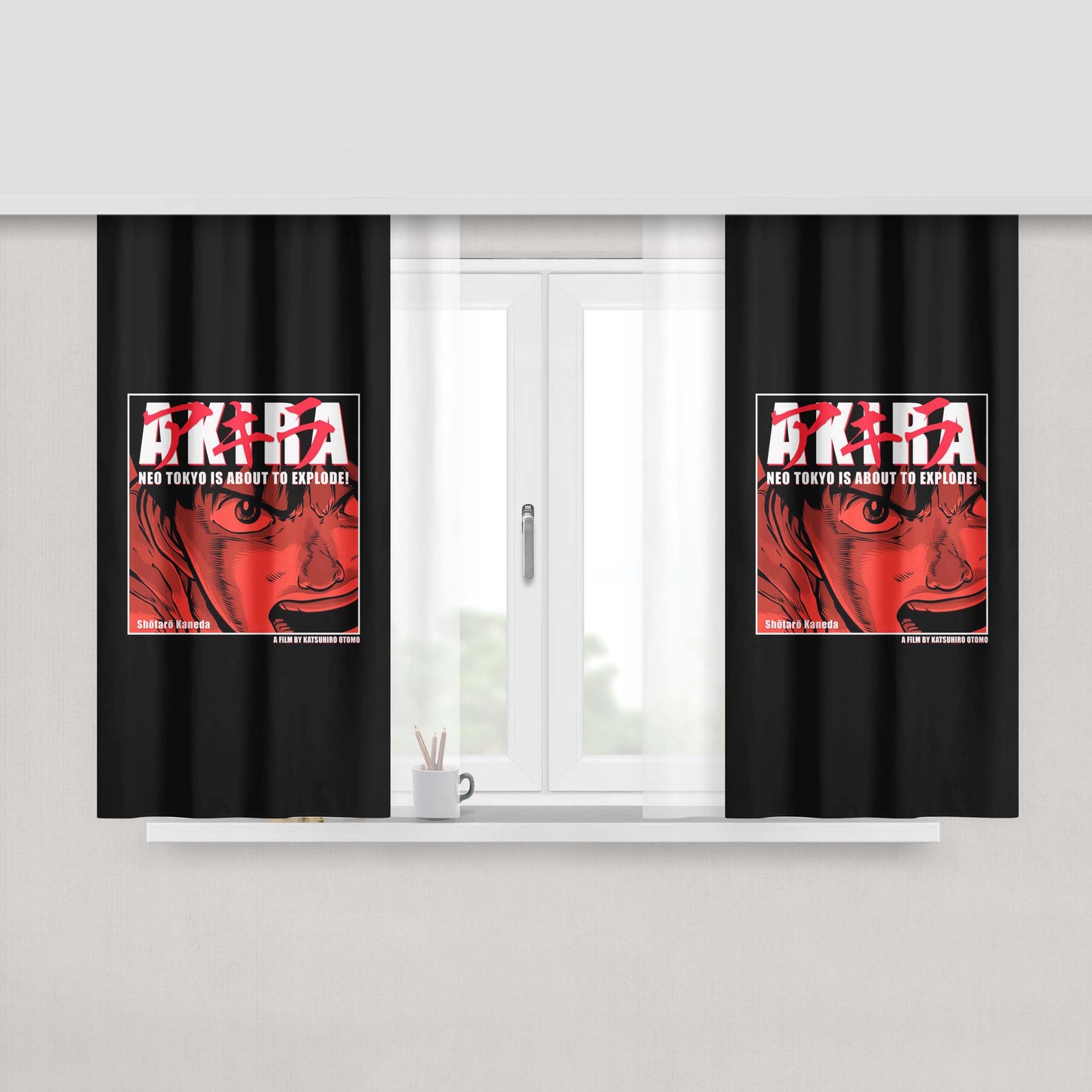 Akira Neo Tokyo Is About Explode Peach Skin Window Curtains
