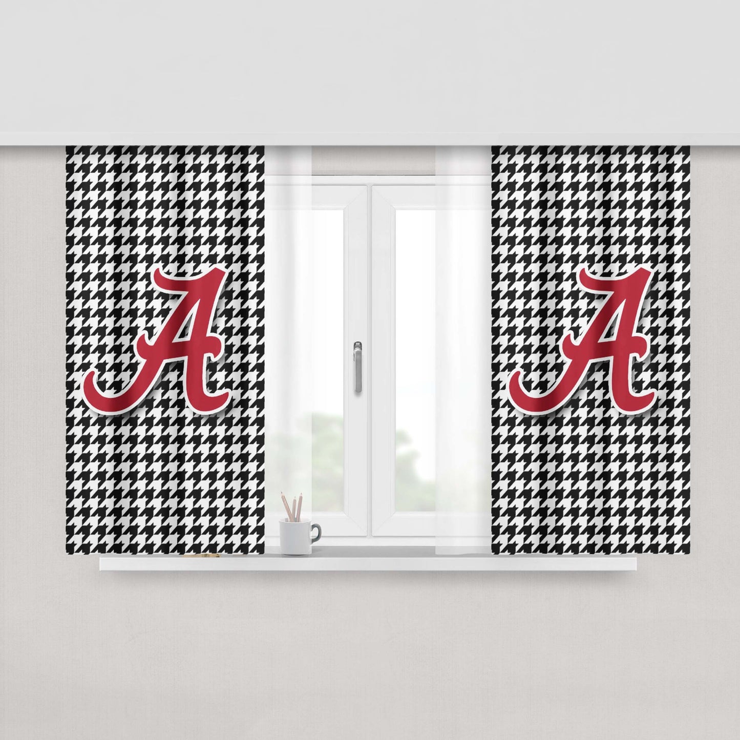 Alabama Ribbon Logo Peach Skin Window Curtains
