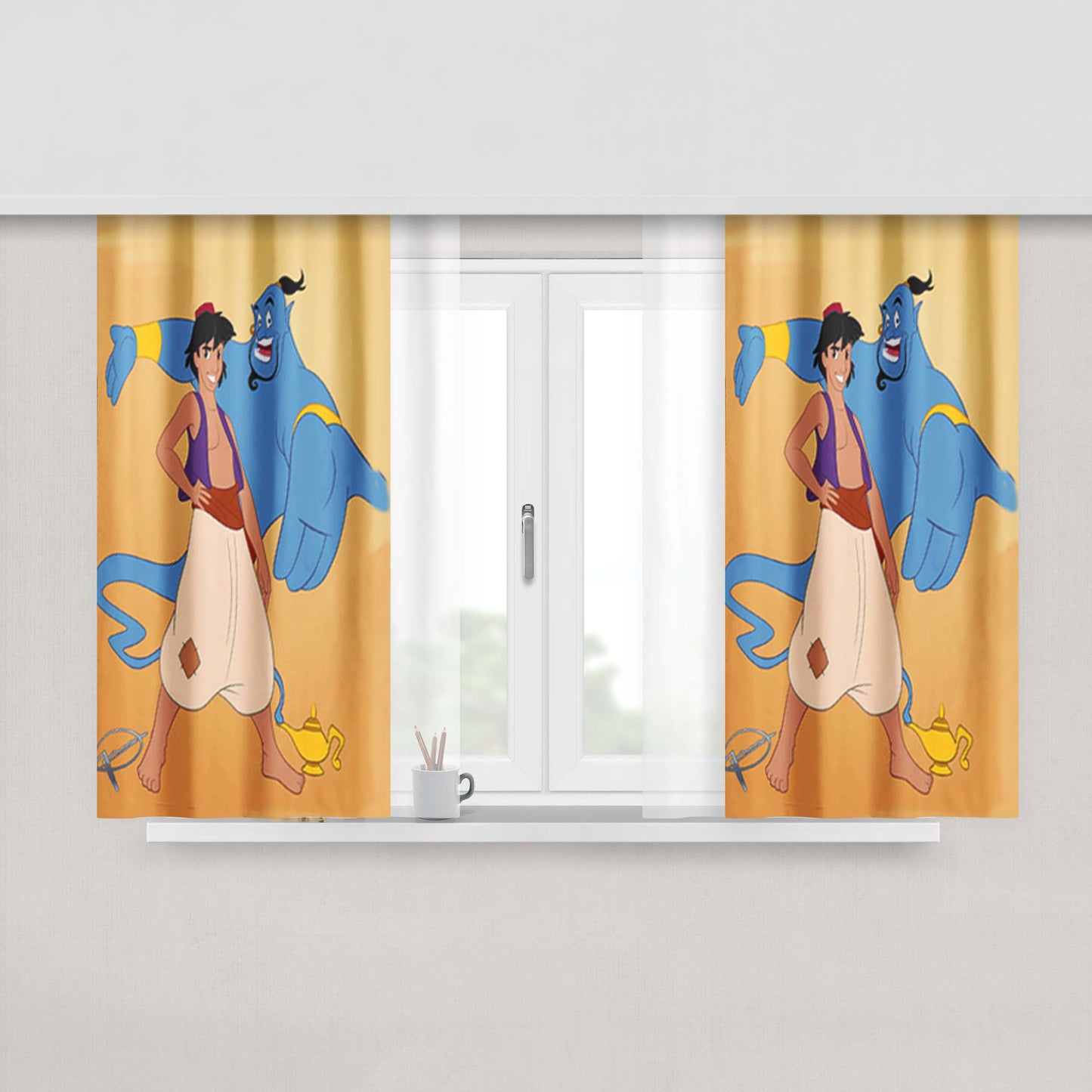Aladdin And Jasmine Peach Skin Window Curtains
