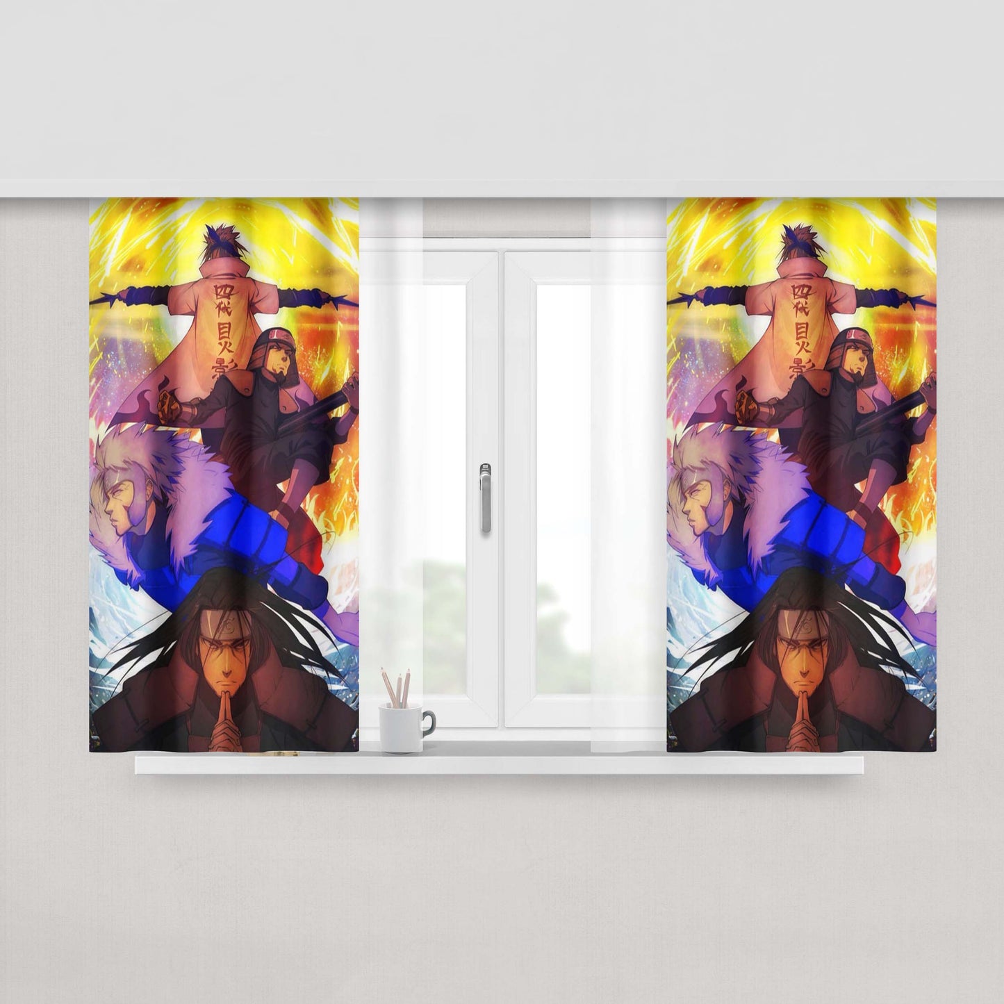 All Naruto Characters In Konoha Sketch Peach Skin Window Curtains