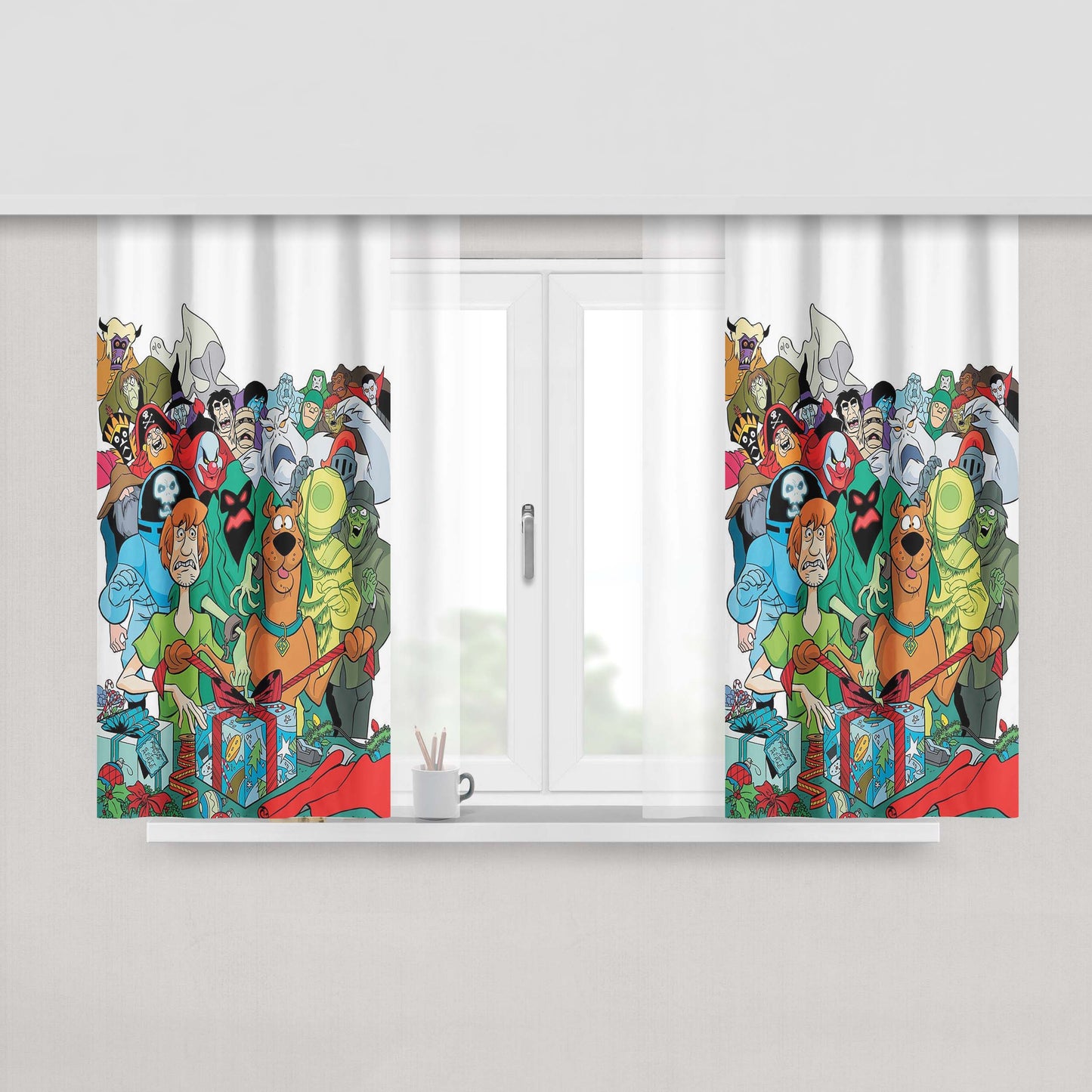 All Rock Metal Band Logo Collage Peach Skin Window Curtains