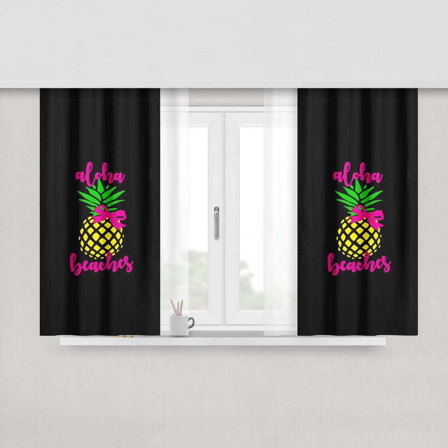 Aloha Beach Dreams Peach Skin Window Curtains