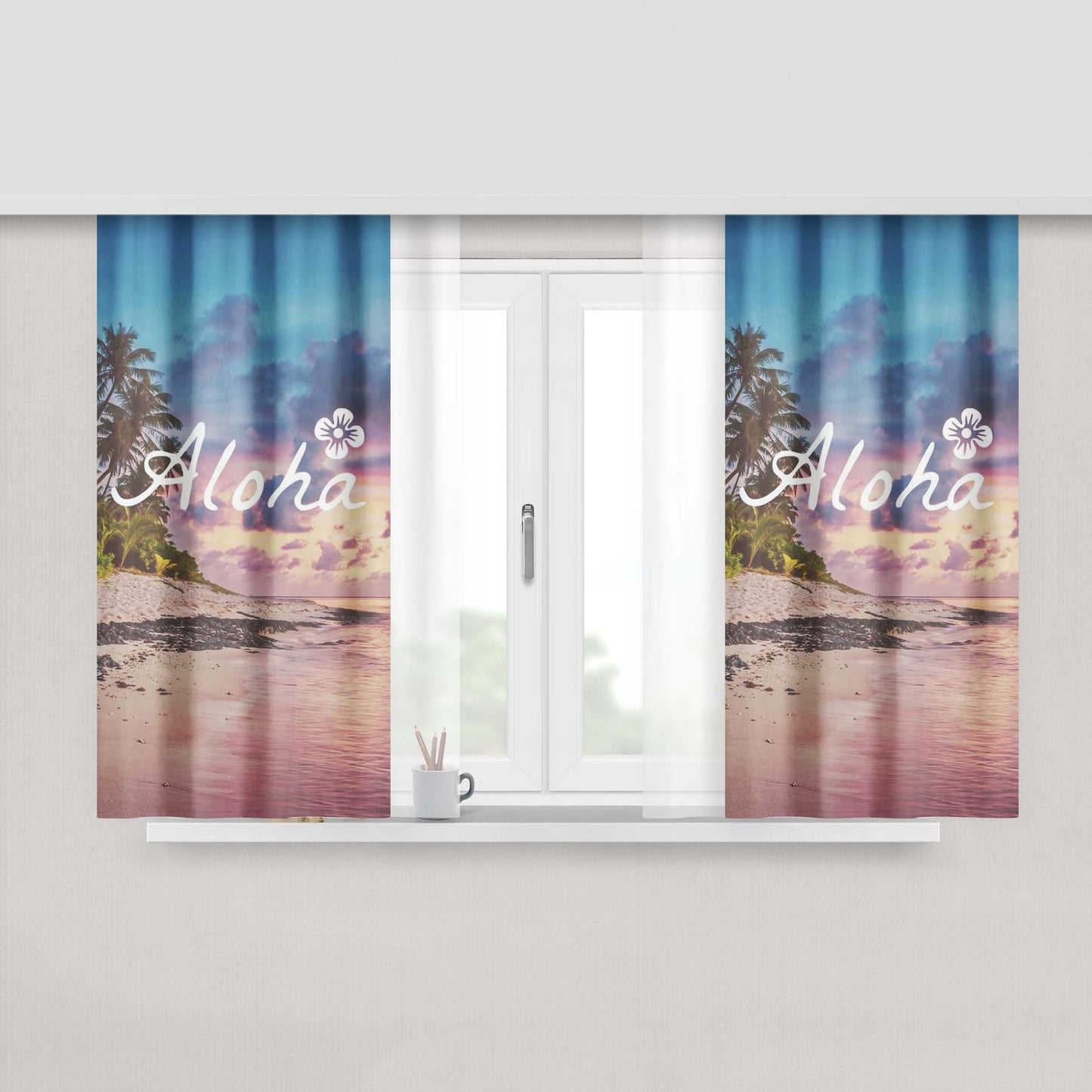 Aloha Beaches Summer Peach Skin Window Curtains