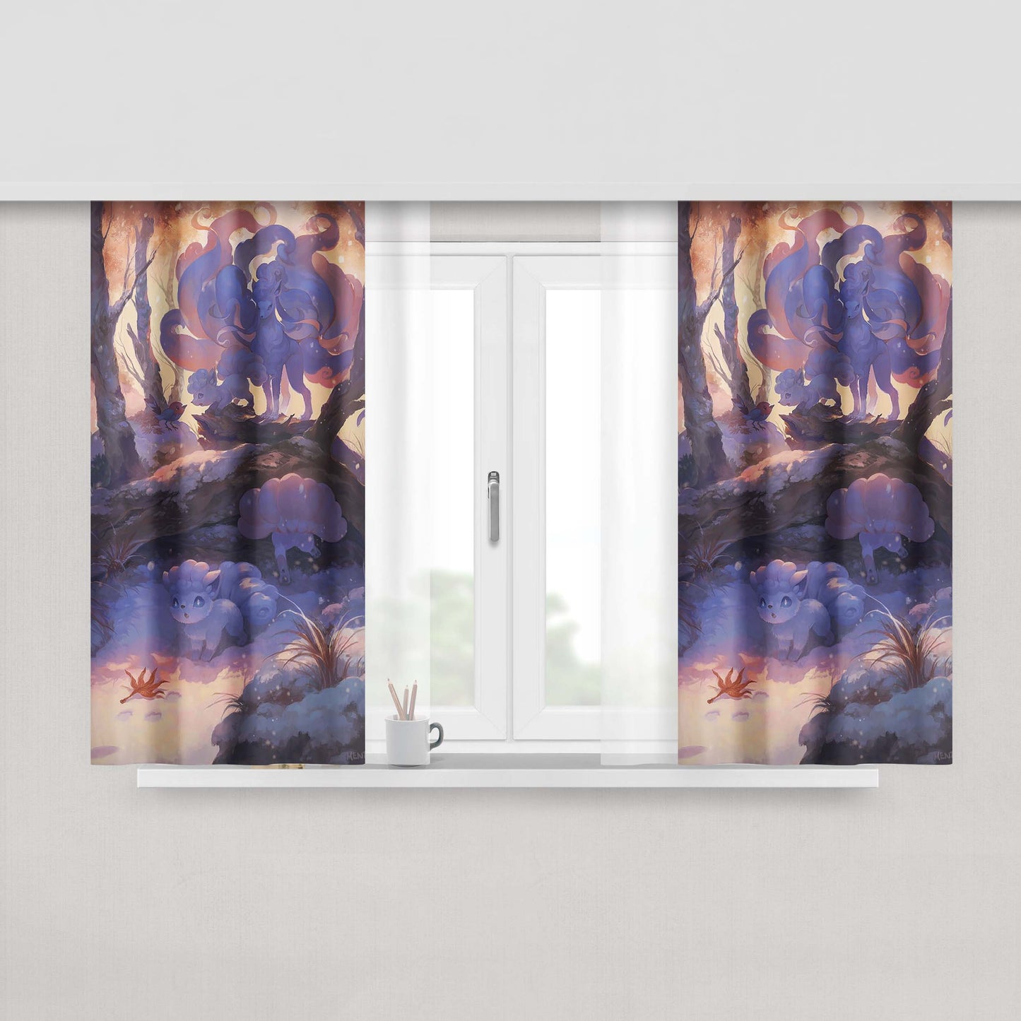 Aloha Mask Peach Skin Window Curtains