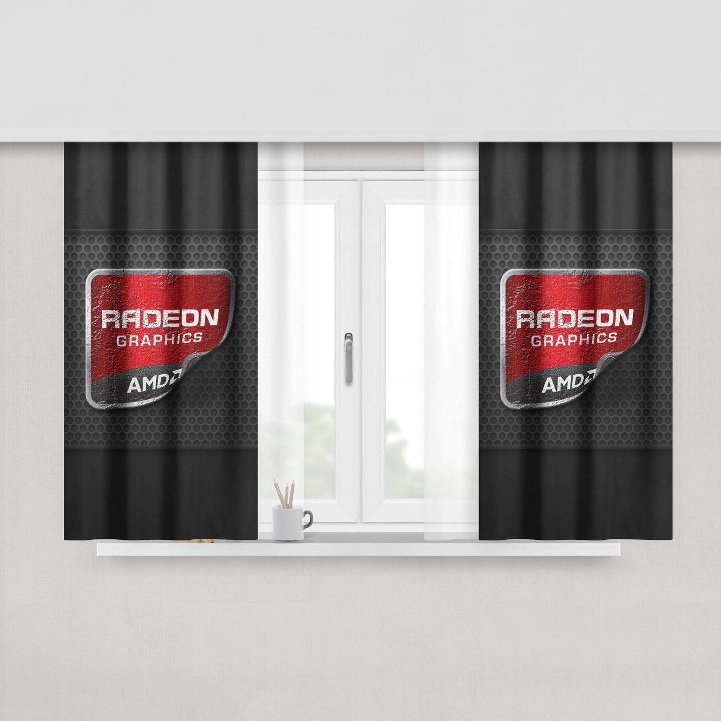 Amd Logo Peach Skin Window Curtains
