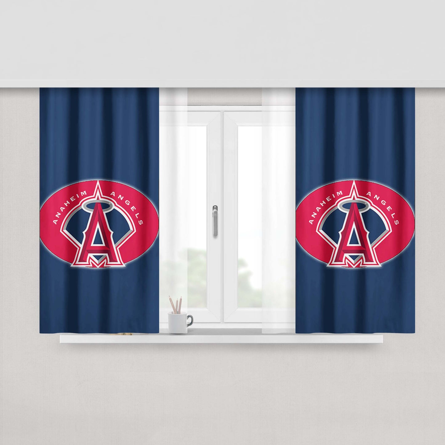 Anaheim Angels Picture Peach Skin Window Curtains