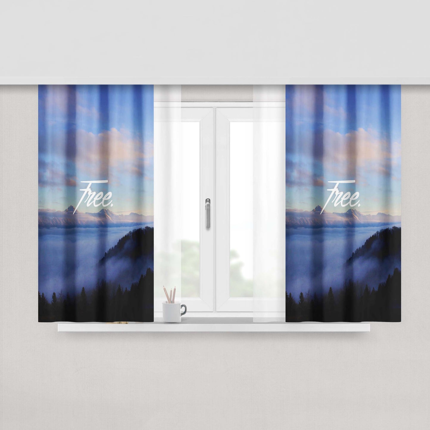 Anchor Art In Galaxy Nebula Peach Skin Window Curtains