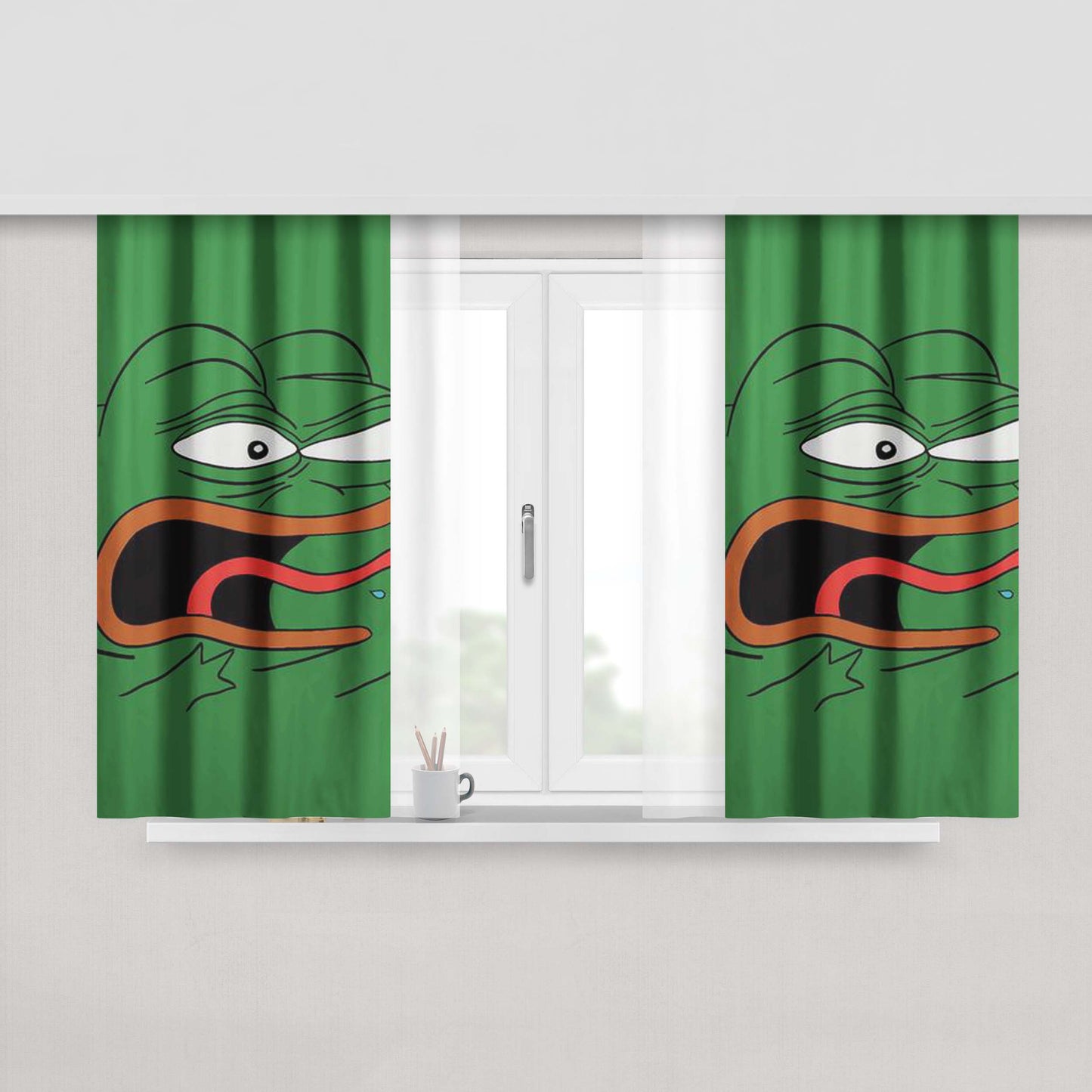 Angry Mr Meeseeks Peach Skin Window Curtains