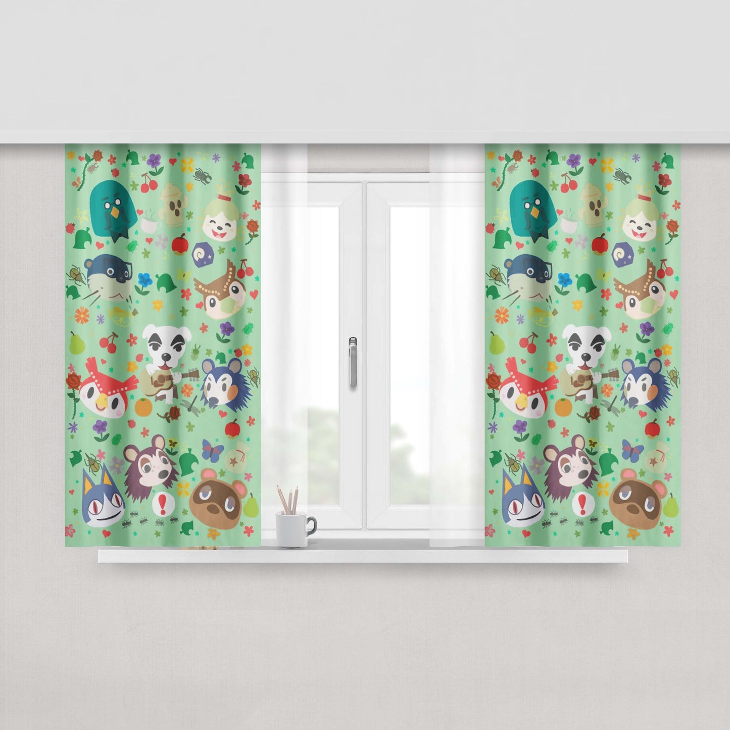Animal Crossing New Leaf Logo Peach Skin Window Curtains