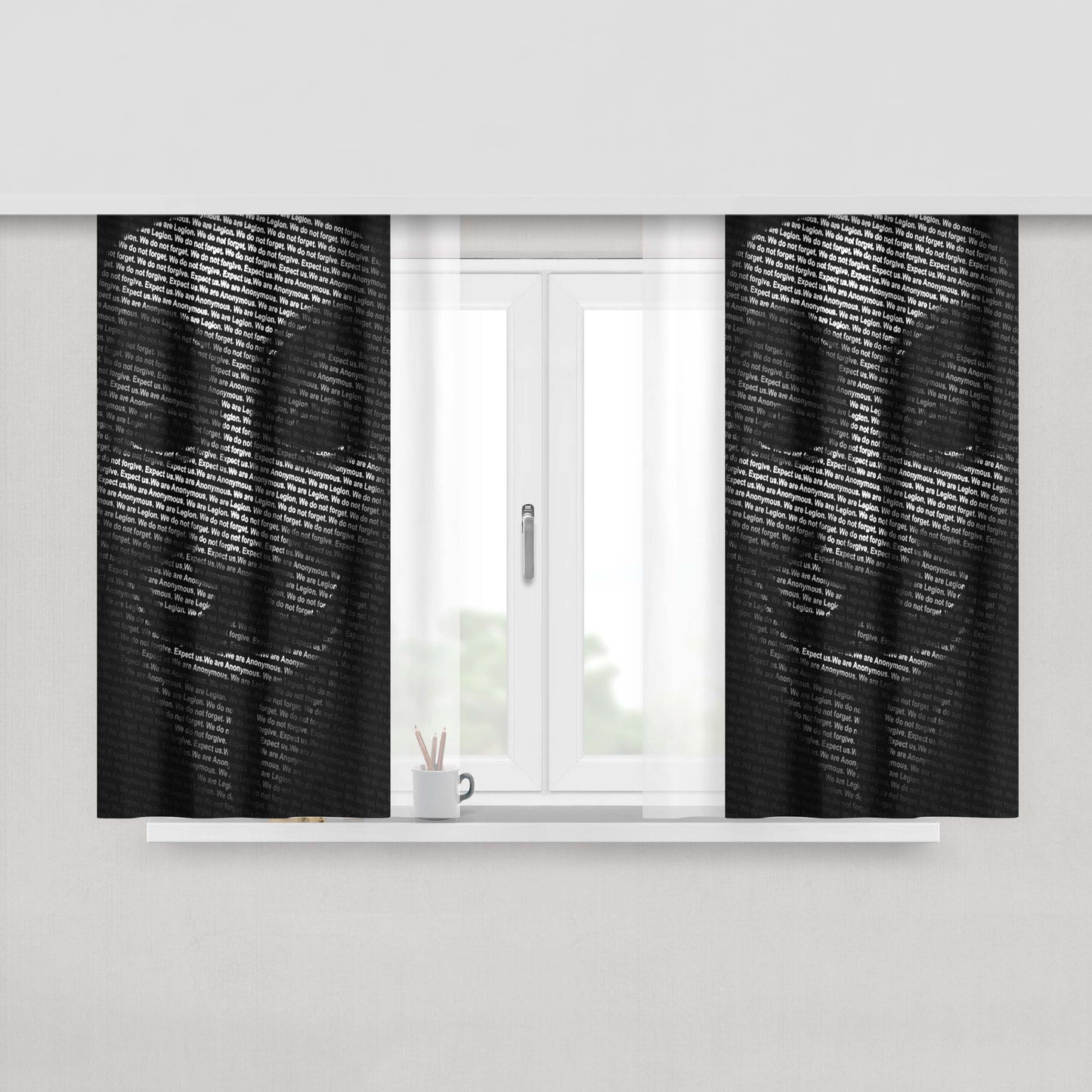 Anonymous Monkey Mask Peach Skin Window Curtains