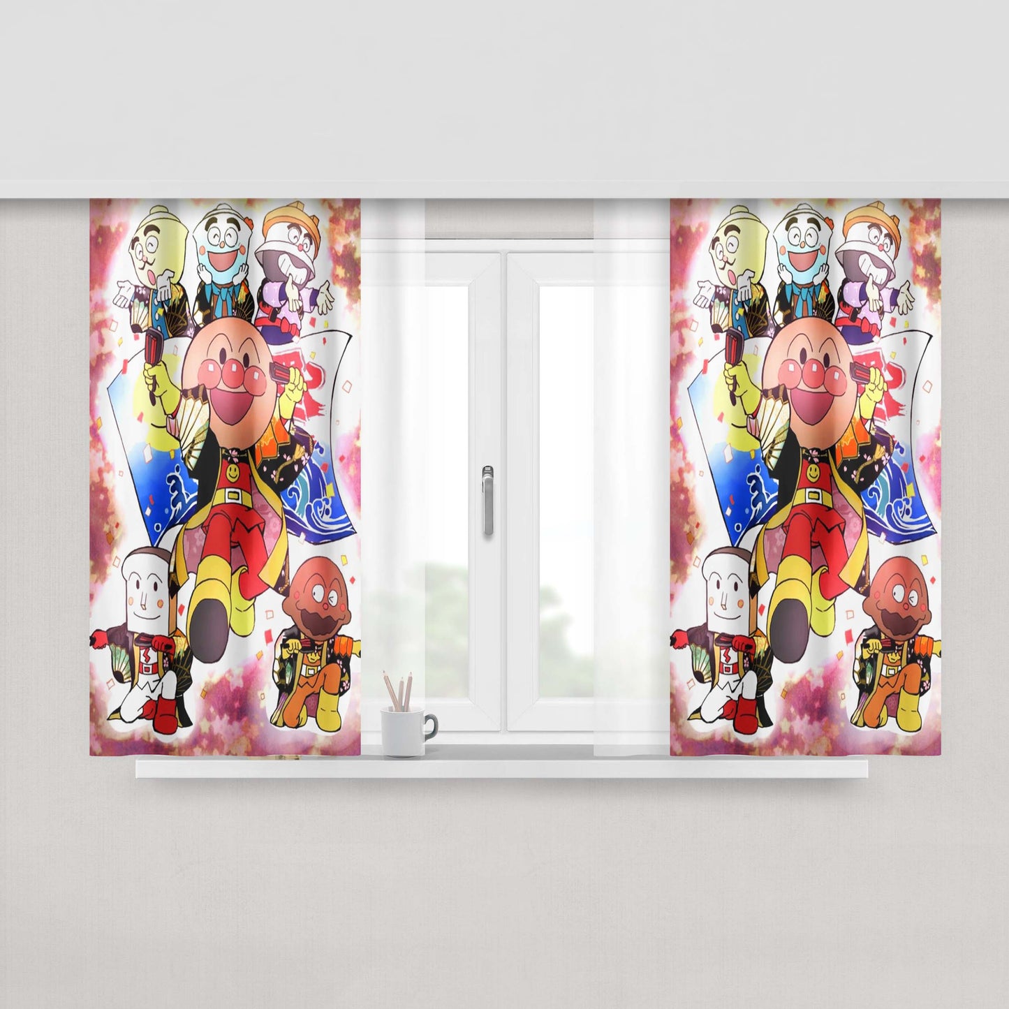 Anpanman And Baikinman Peach Skin Window Curtains