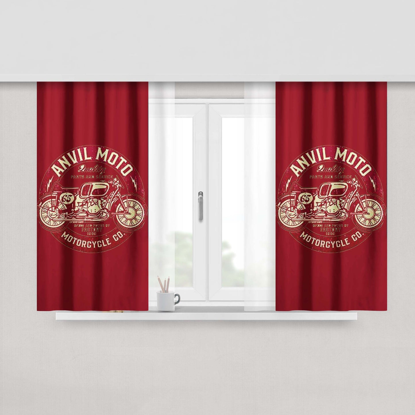 Anvil Moto Red 9 Peach Skin Window Curtains