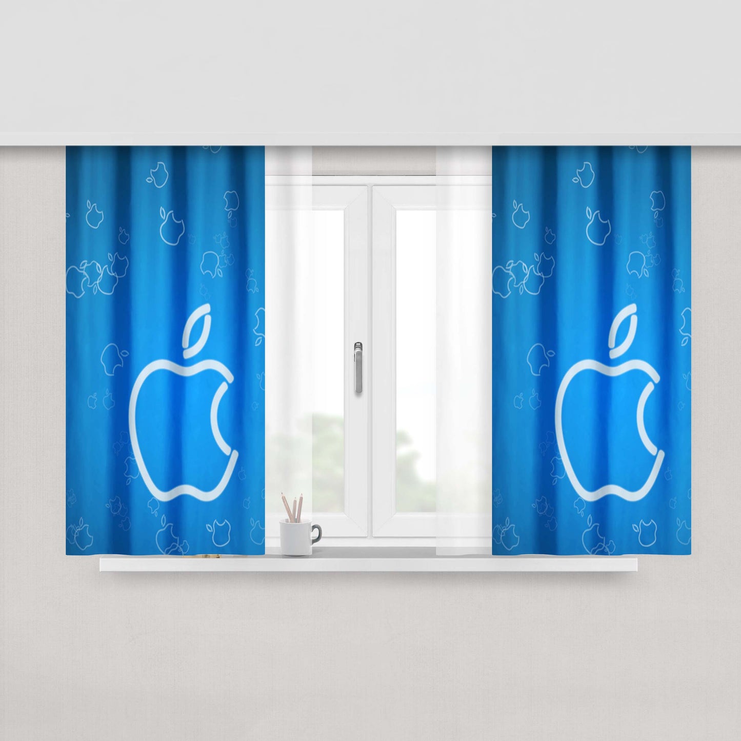 Apple Blue Peach Skin Window Curtains