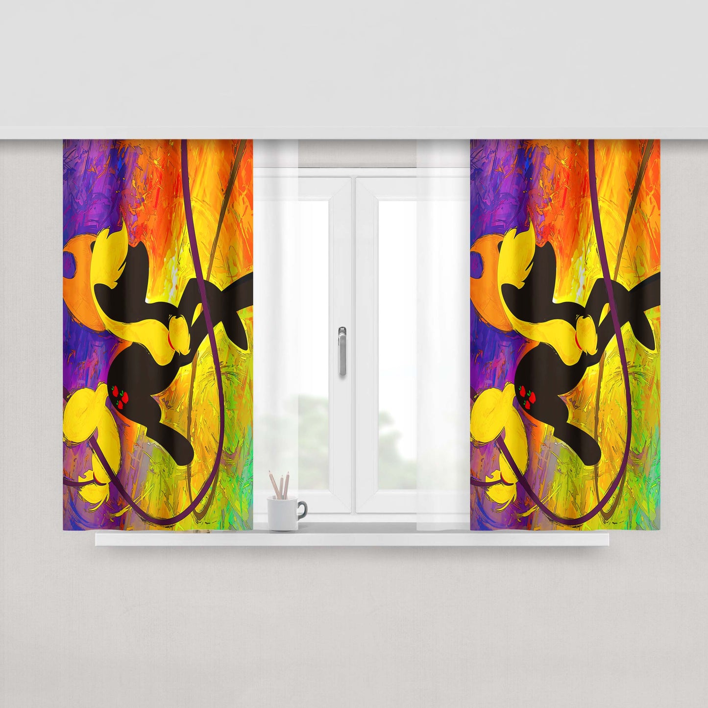 Applejack Strawberry Peach Skin Window Curtains