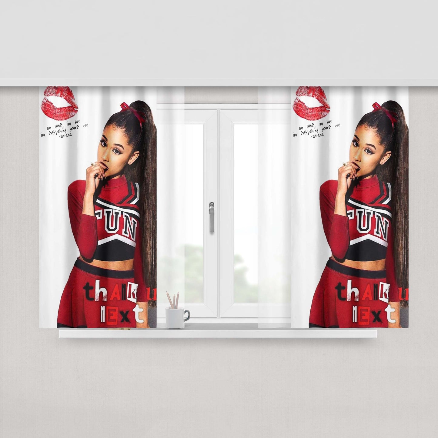 Arianators Kiss Red Peach Skin Window Curtains