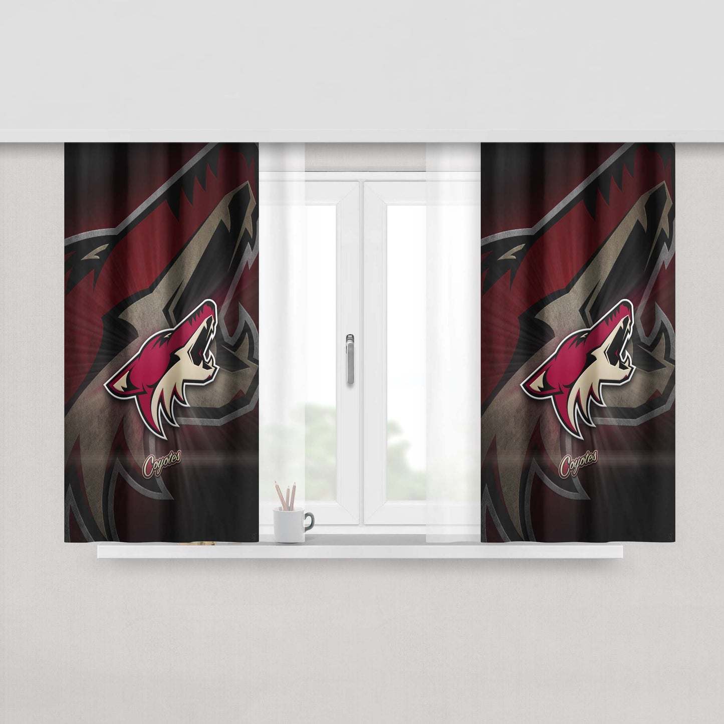 Arizona Coyotes Wolf Nhl Logo Peach Skin Window Curtains