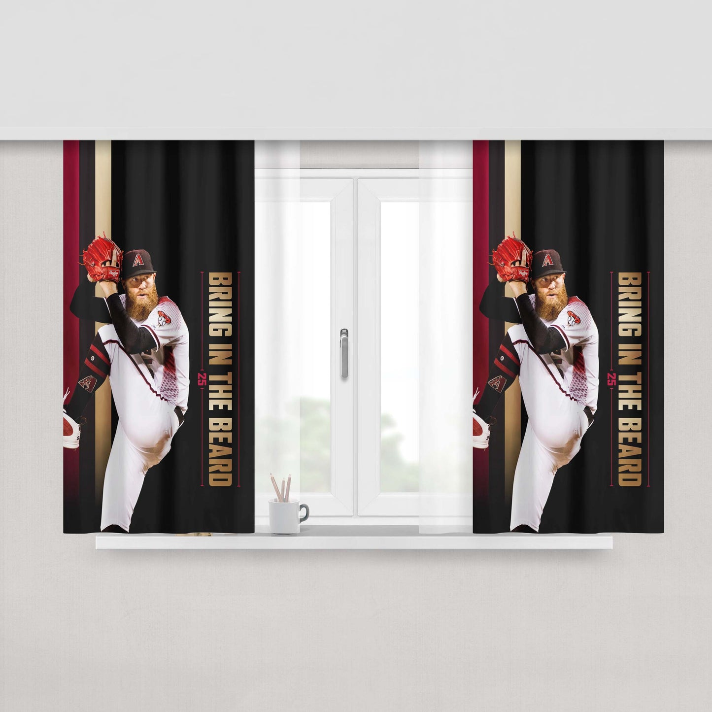 Arizona Diamondbacks Bring In The Beard Peach Skin Window Curtains