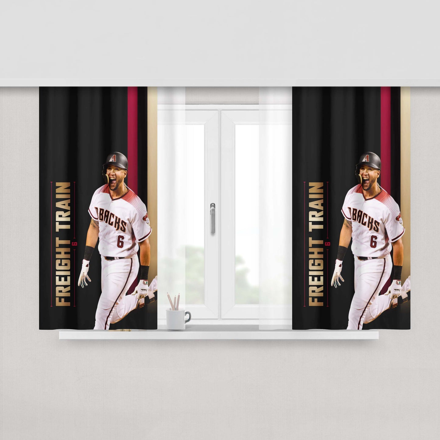 Arizona Diamondbacks Freight Train Peach Skin Window Curtains