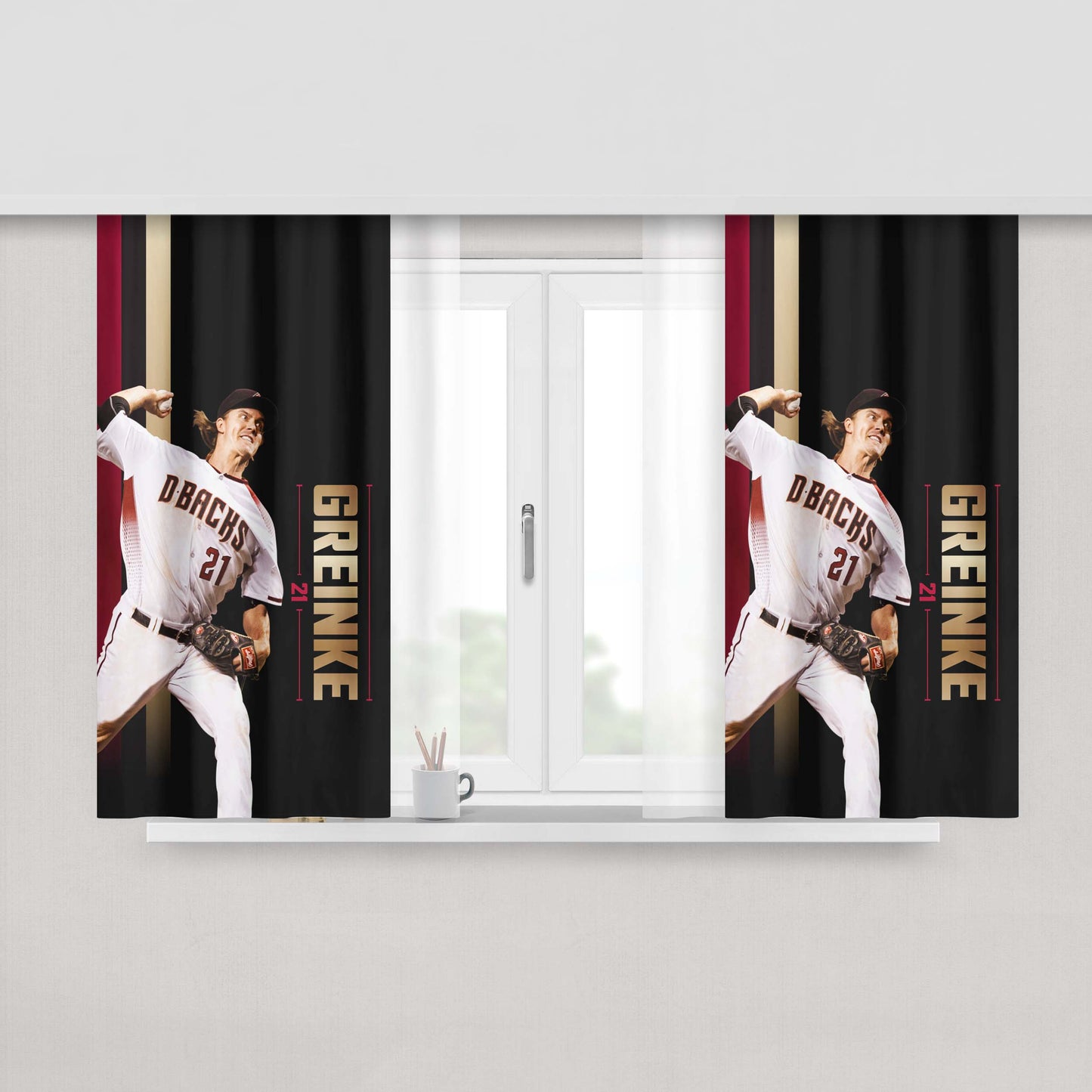 Arizona Diamondbacks Greinke Peach Skin Window Curtains