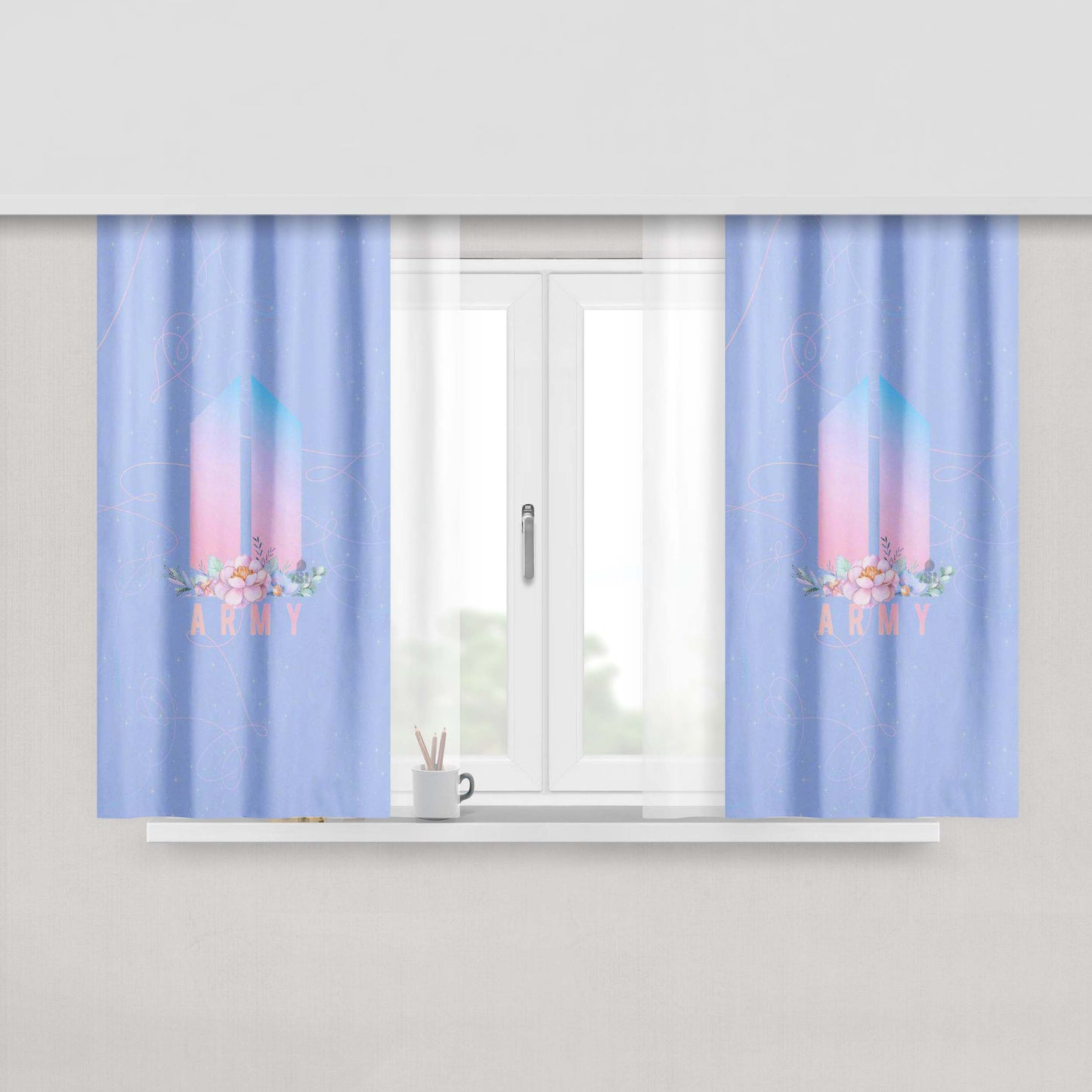 Army Camouflage Peach Skin Window Curtains