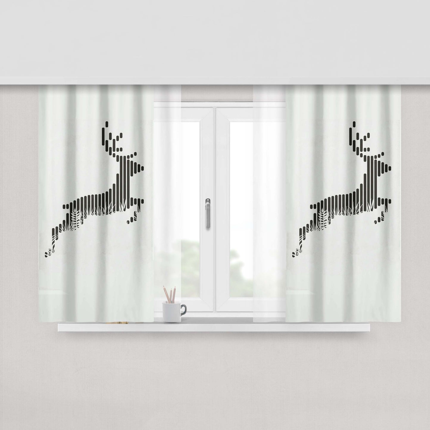 Art Animals Peach Skin Window Curtains