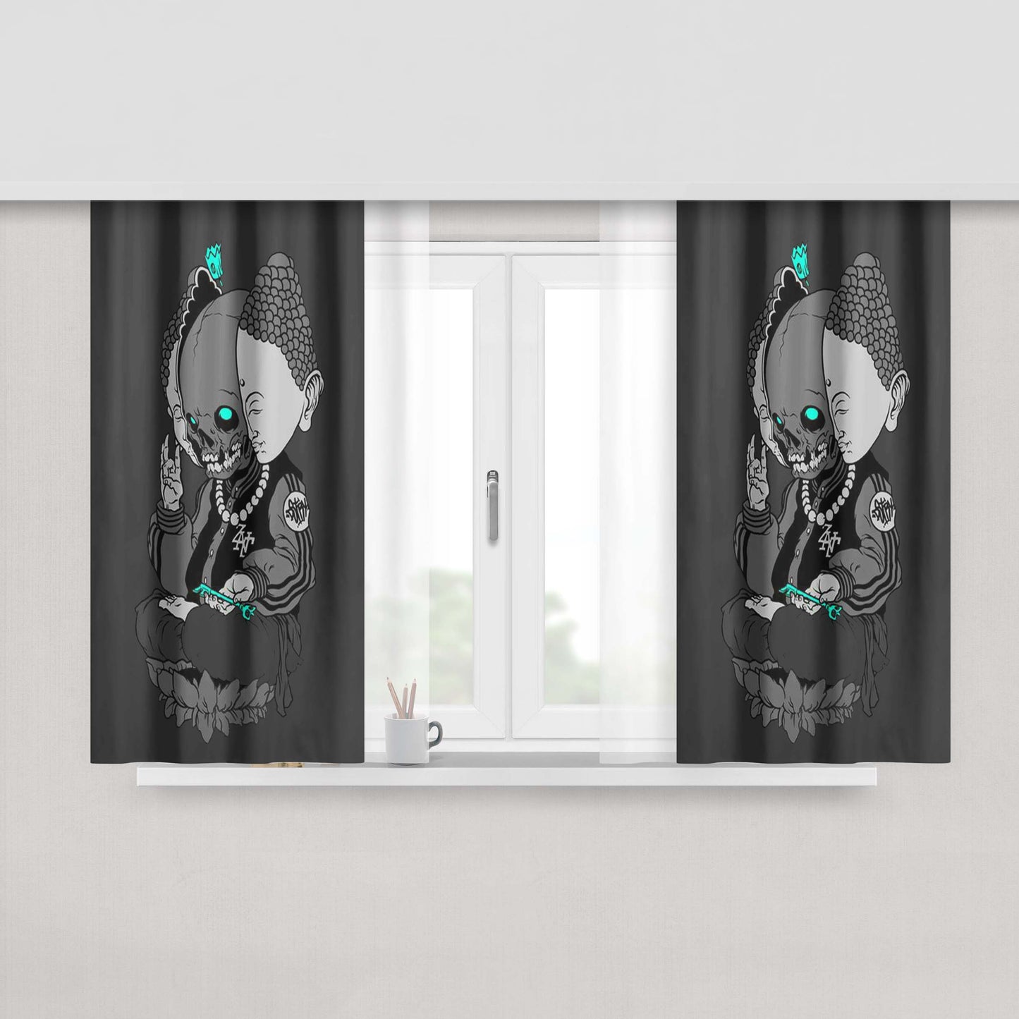 Art Biksu Peace Peach Skin Window Curtains