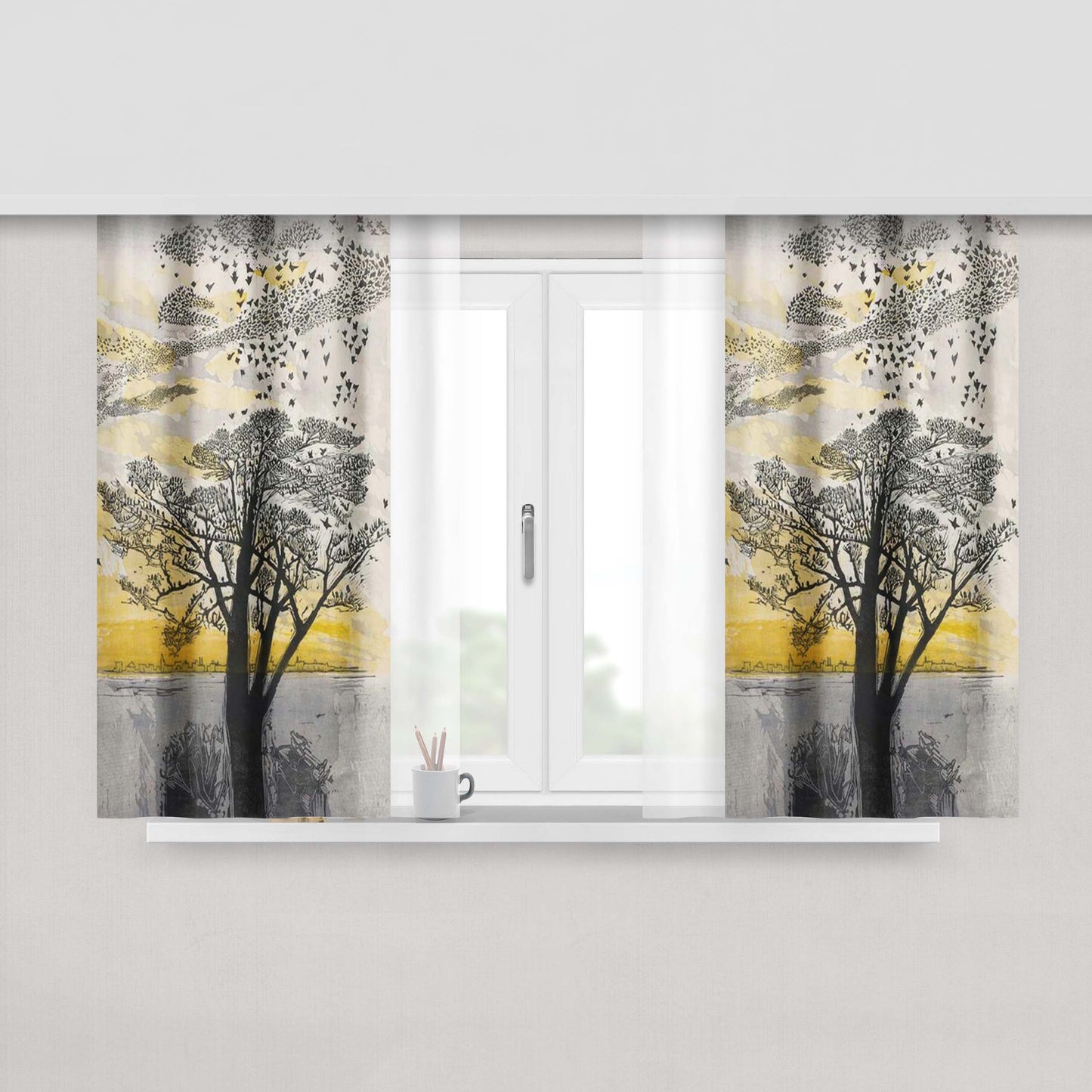 Art Bird Fenom Artist Peach Skin Window Curtains