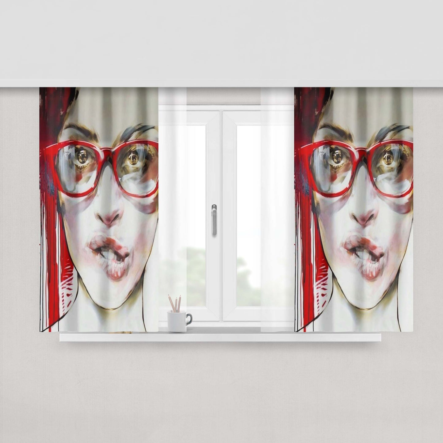 Art Face Girls Peach Skin Window Curtains