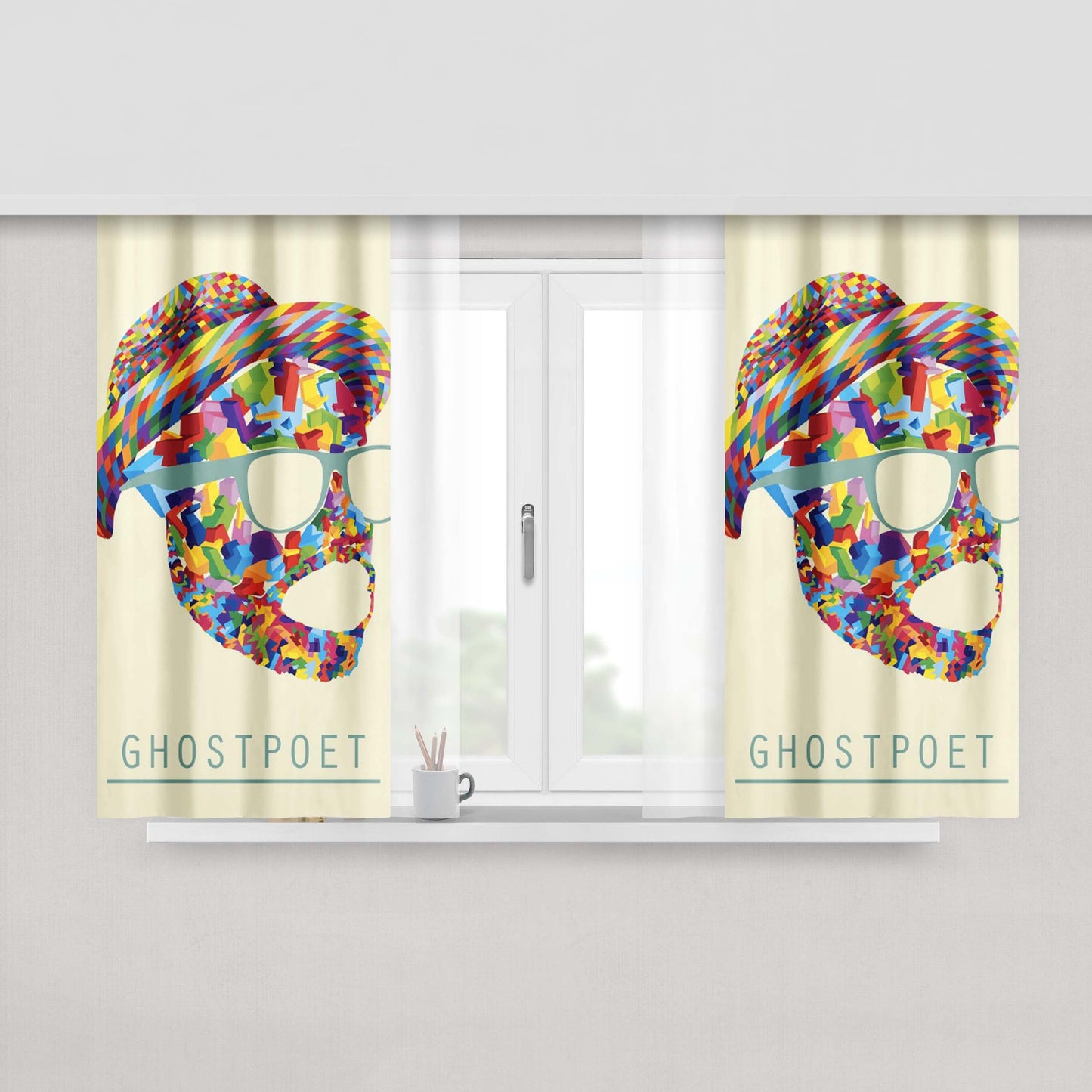 Art Ghostpoet Full Colour Peach Skin Window Curtains