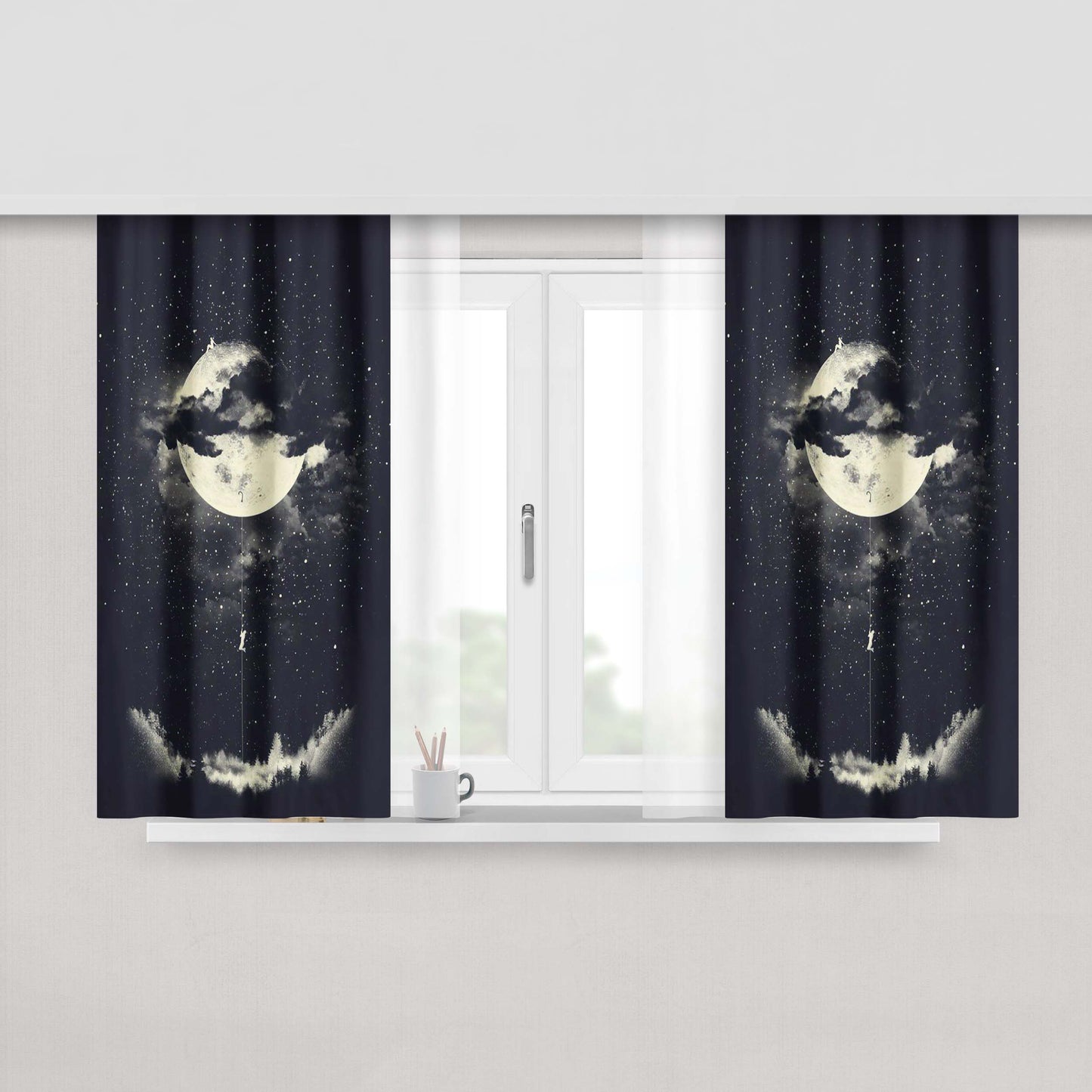 Art Moon My Love Peach Skin Window Curtains