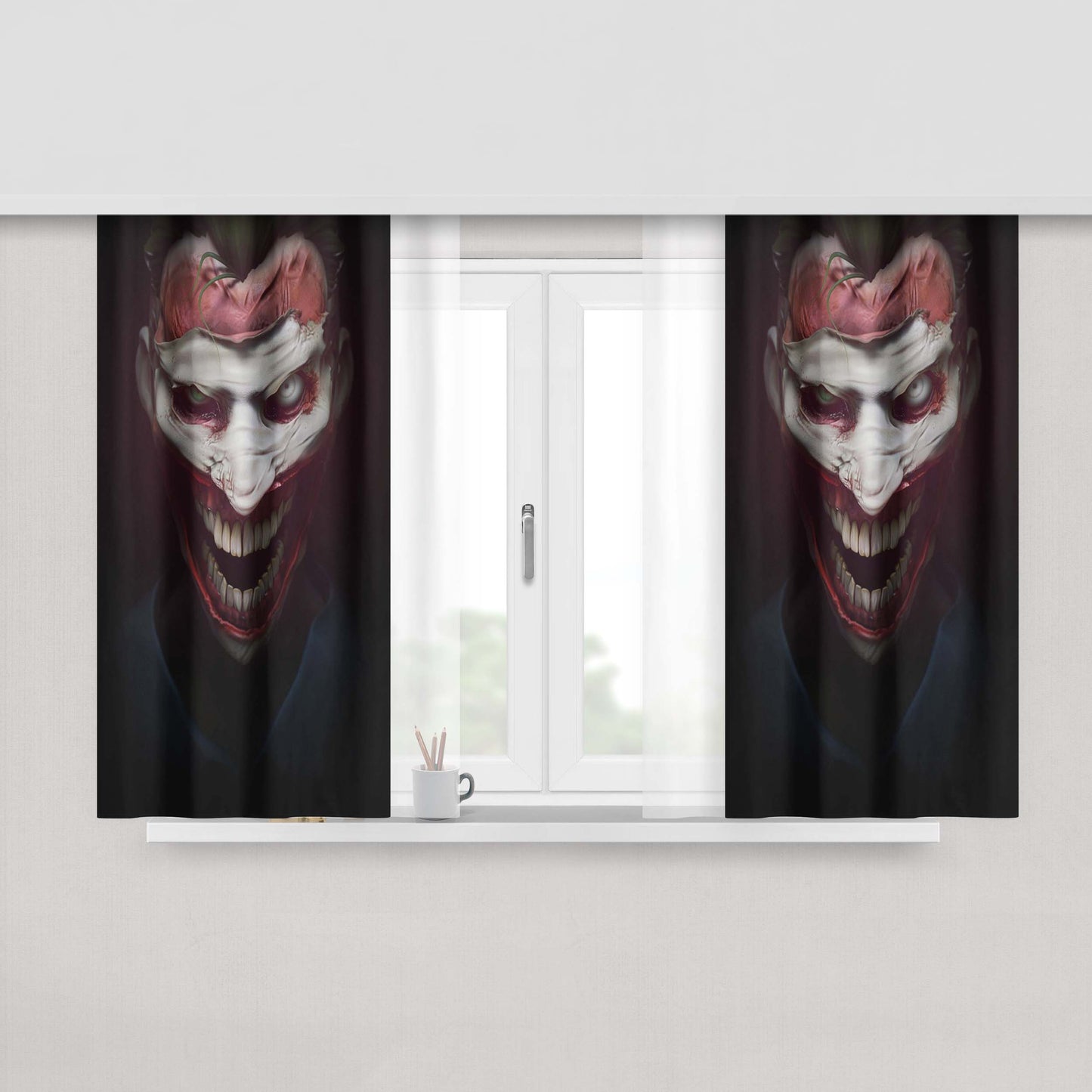 Artistic Dark Joker Peach Skin Window Curtains