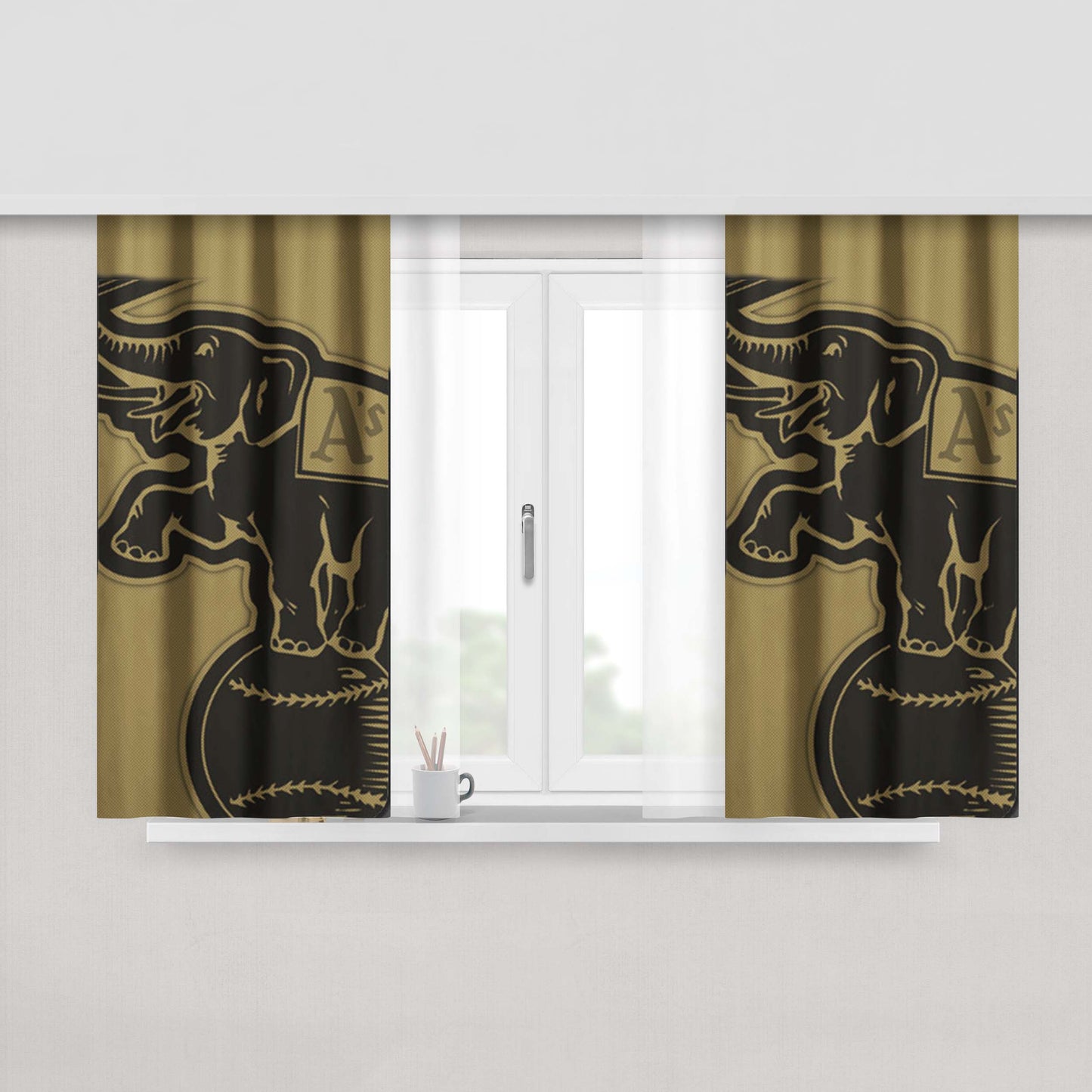 As Logo Black Peach Skin Window Curtains