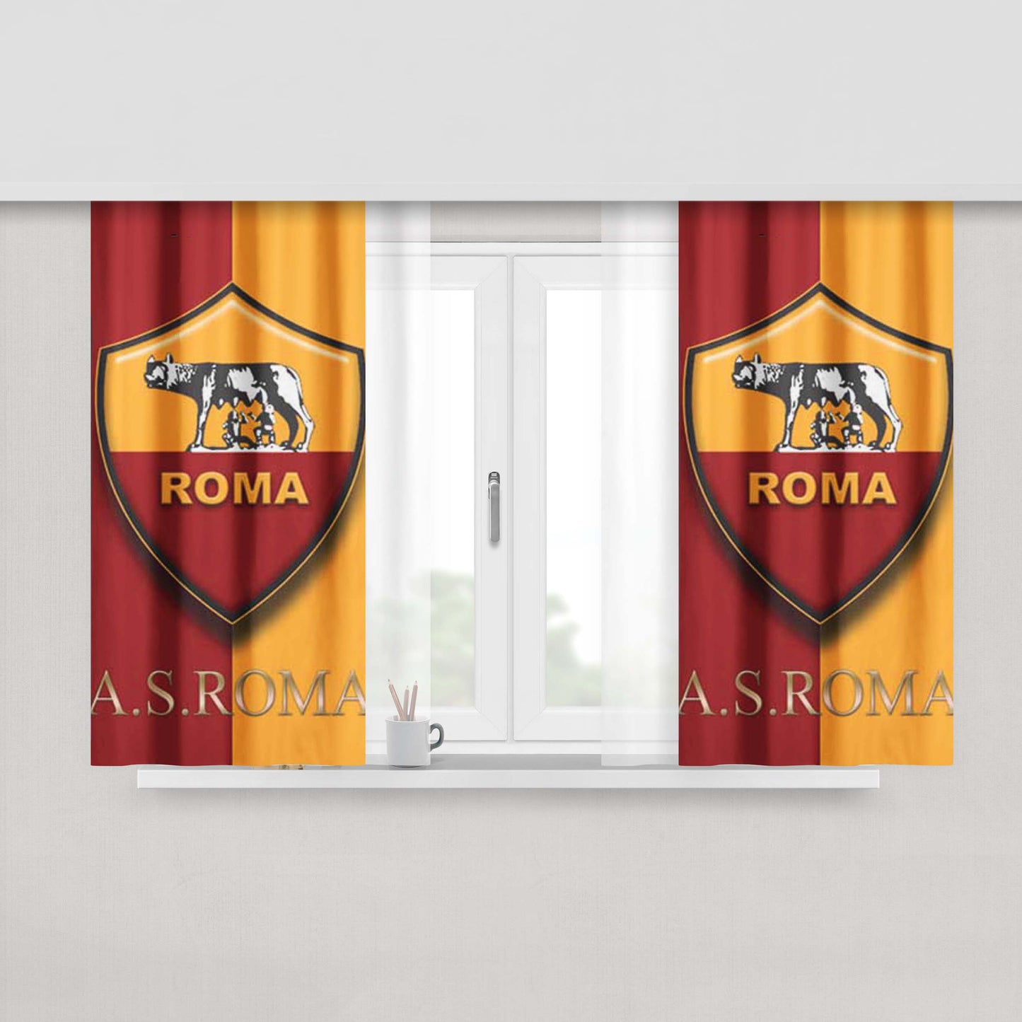 As Roma Logo Peach Skin Window Curtains