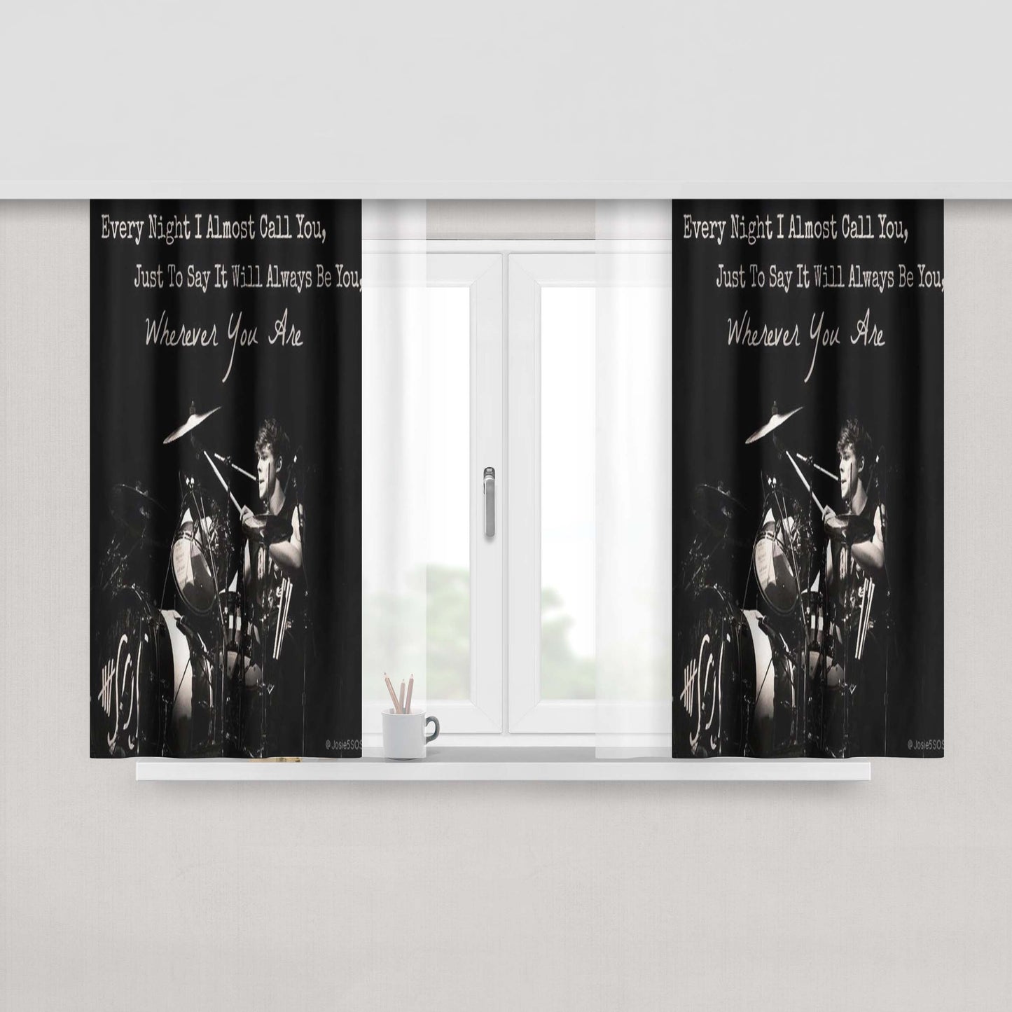 Ashton Irwin 5 Sos Peach Skin Window Curtains