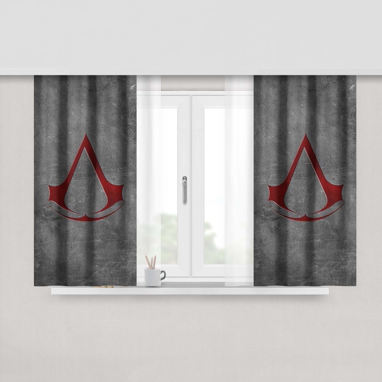 Assasisn Logo- Peach Skin Window Curtains