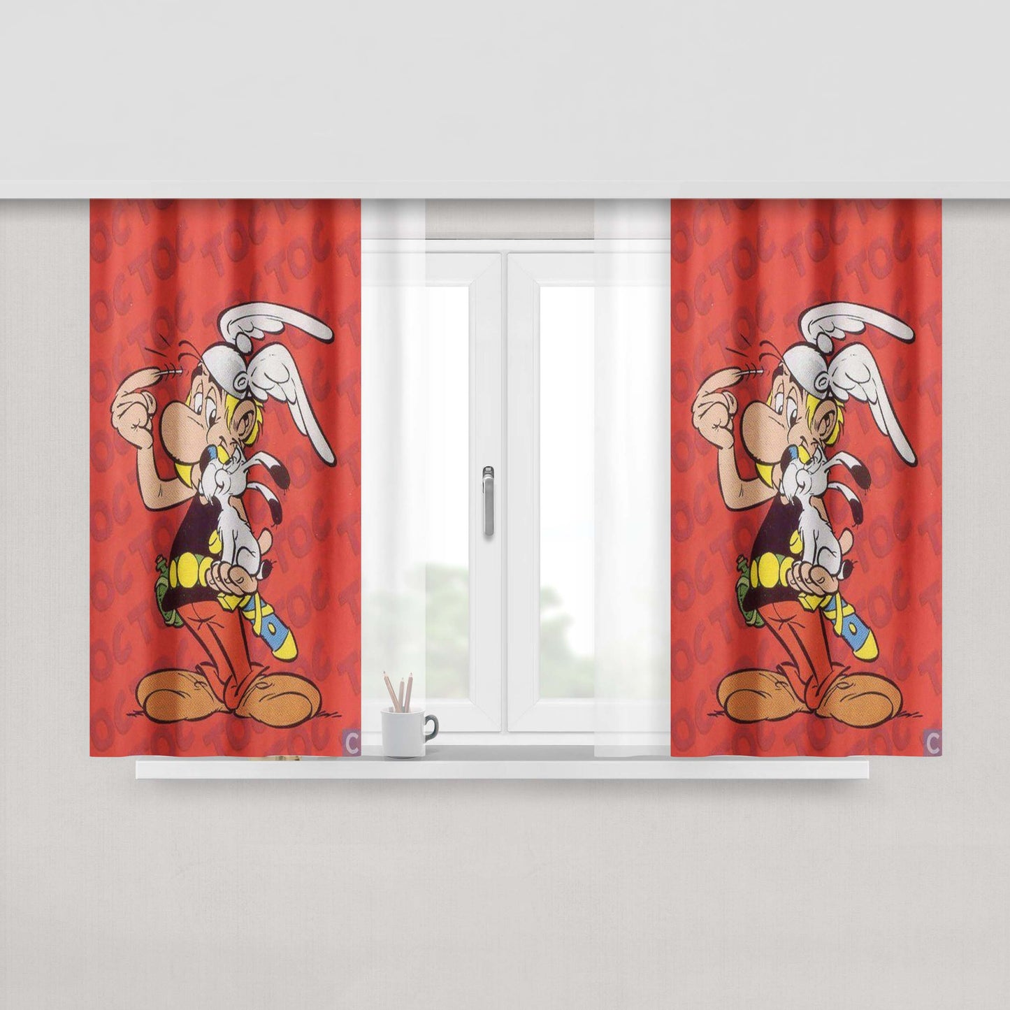 Asterix Ils Sont Fous Romans Peach Skin Window Curtains