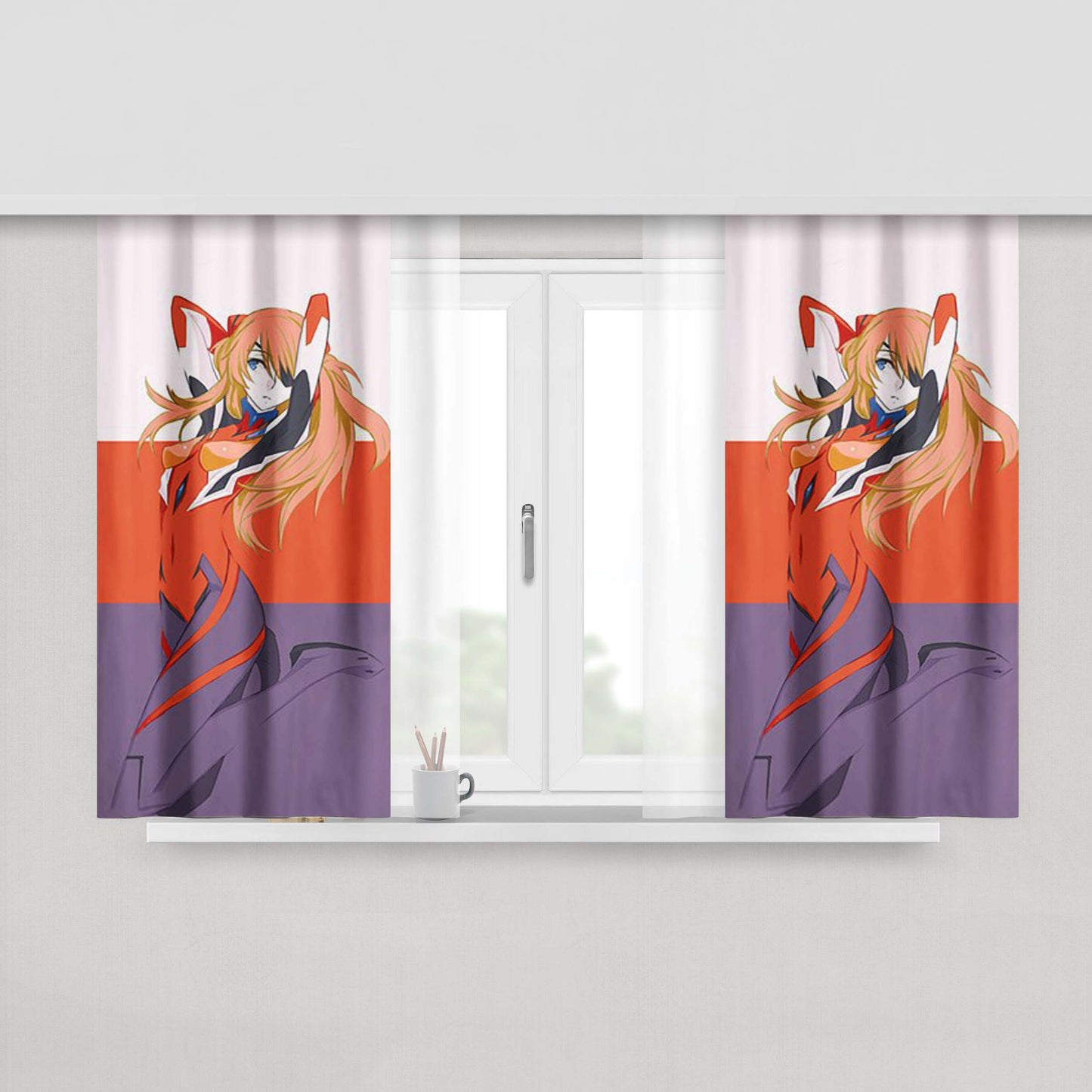 Asuka Neon Genesis Evangelion Peach Skin Window Curtains